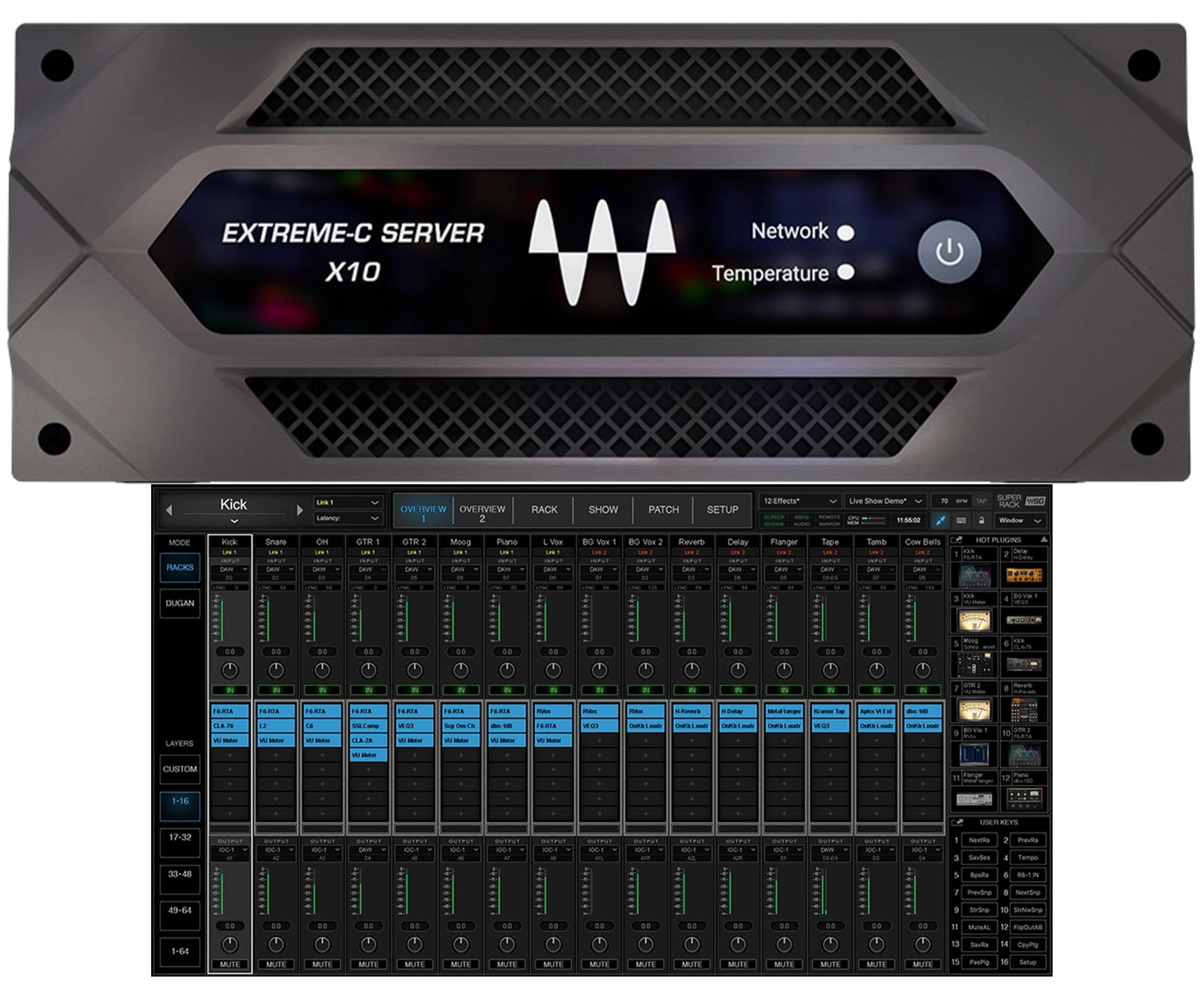 Waves SoundGrid Extreme Server-C X10 DSP服务器，带SuperRack插件