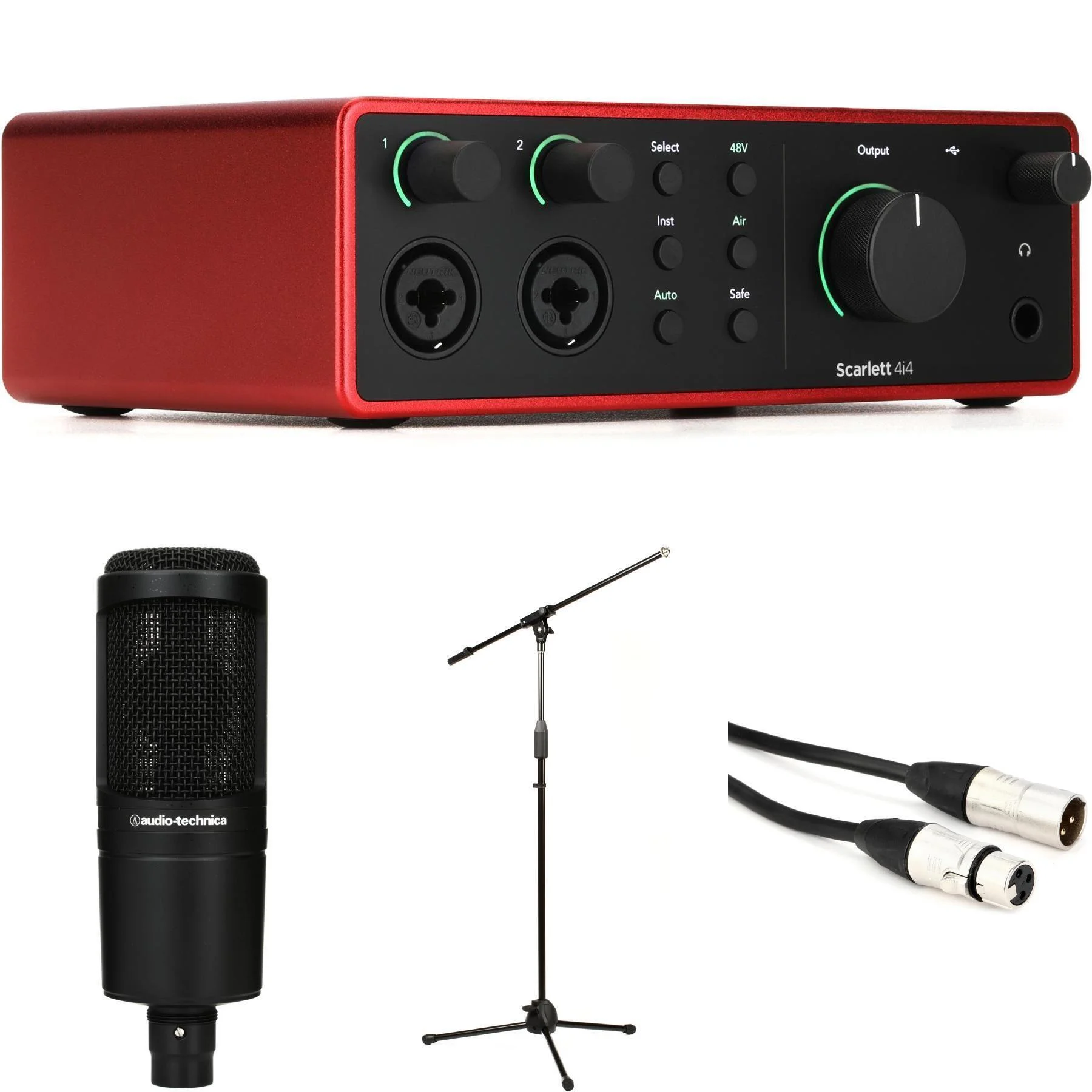 Focusrite Scarlett 4i4 第四代USB音频接口和Audio-Technica AT2020录音套装