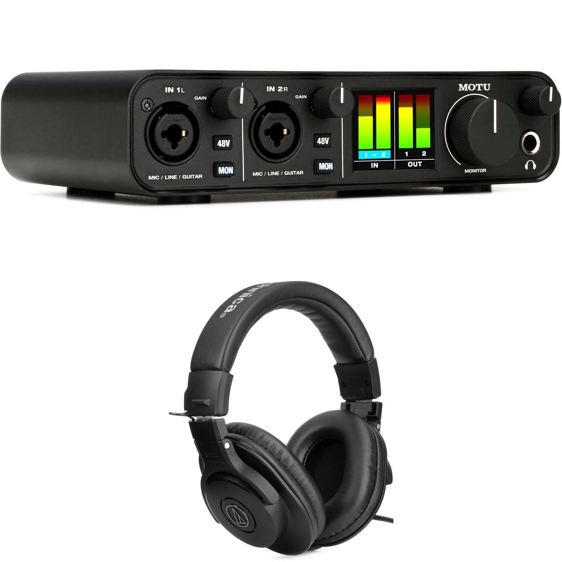 MOTU M2 2进2出USB-C音频接口和耳机