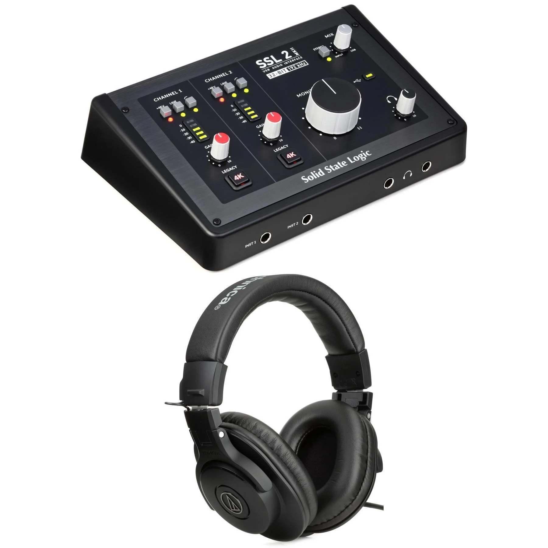 Solid State Logic SSL2 MKII 2进2出USB-C音频接口，配ATH-M30x耳机