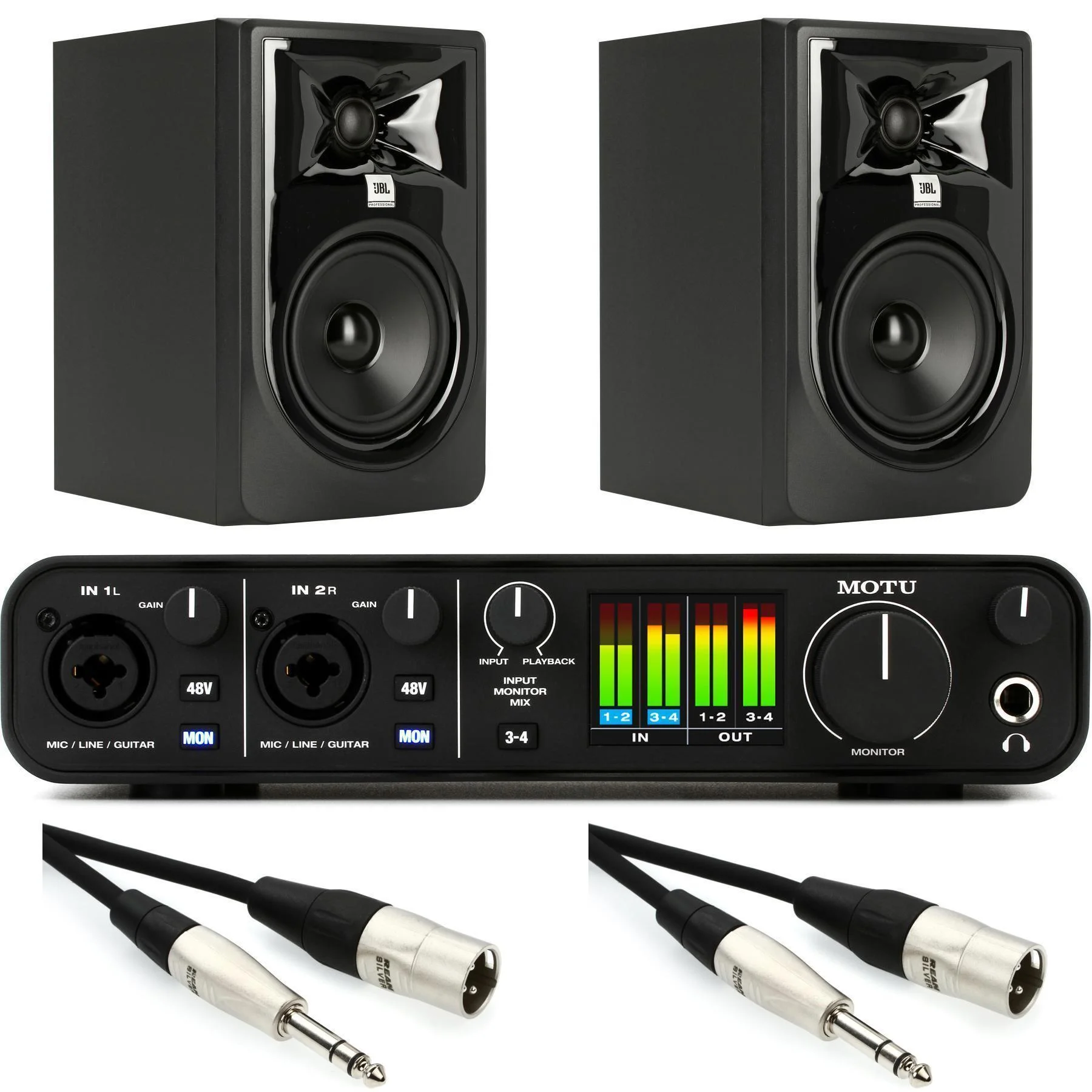 MOTU M4 4进4出USB-C音频接口和JBL 305P MkII监听套装