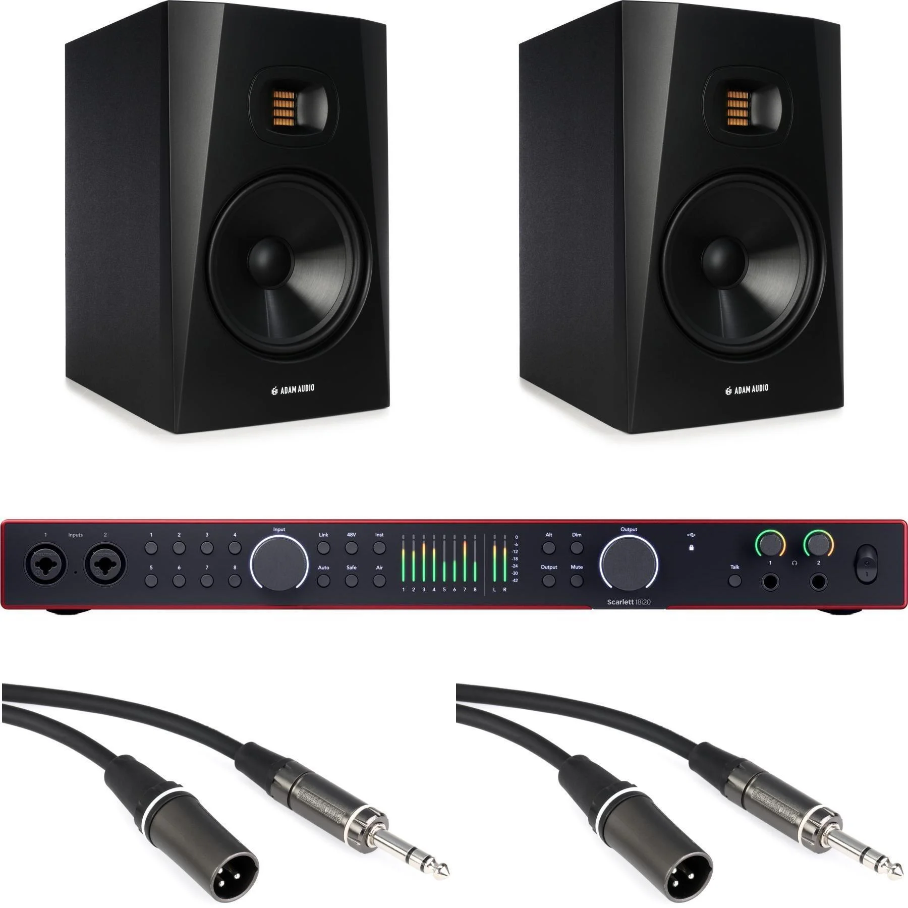 Focusrite Scarlett 18i20 第四代USB音频接口和ADAM Audio T8V 8英寸有源录音室监听音箱