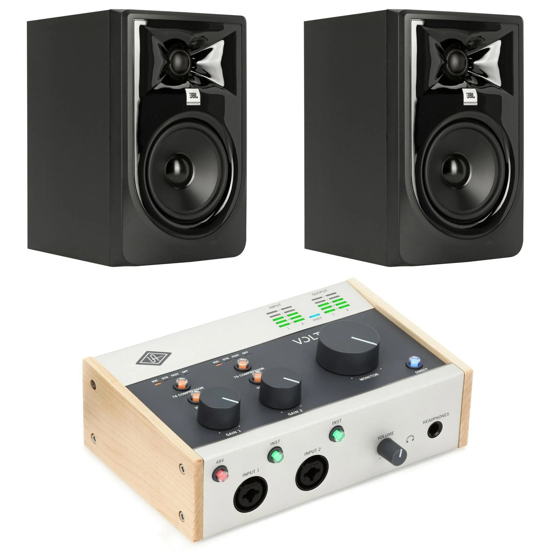 Universal Audio Volt 276 USB-C音频接口和JBL 305P MkII 5英寸有源监听音箱套装