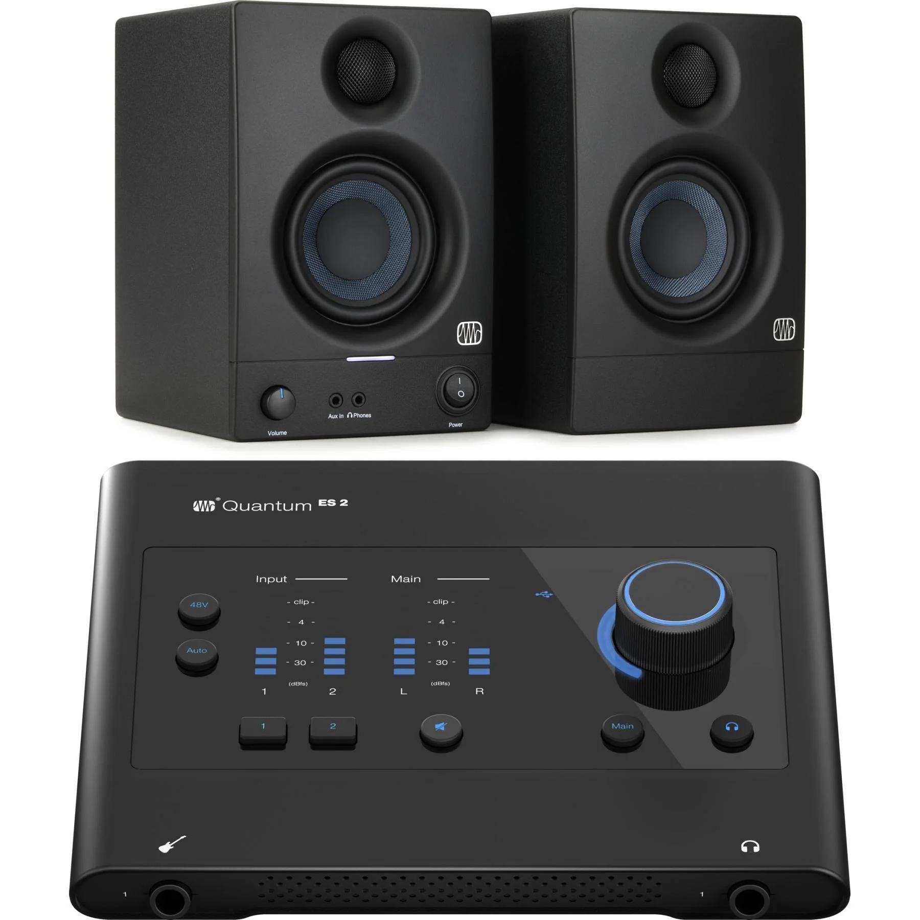 PreSonus Quantum ES 2 USB-C音频接口和Eris 3.5英寸有源录音室监听音箱