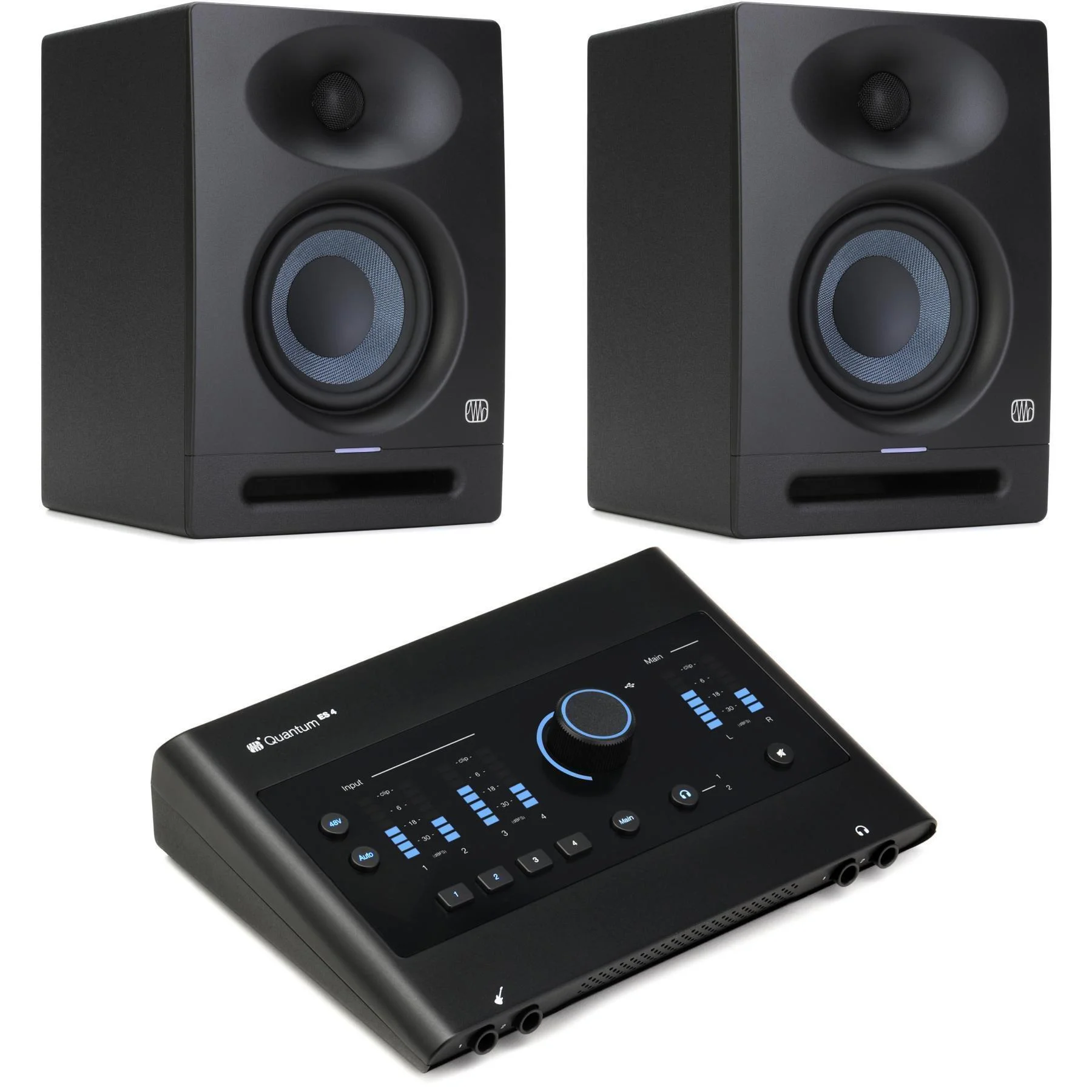 PreSonus Quantum ES 4 USB-C音频接口和Eris Studio 4 4.5英寸有源录音室监听音箱