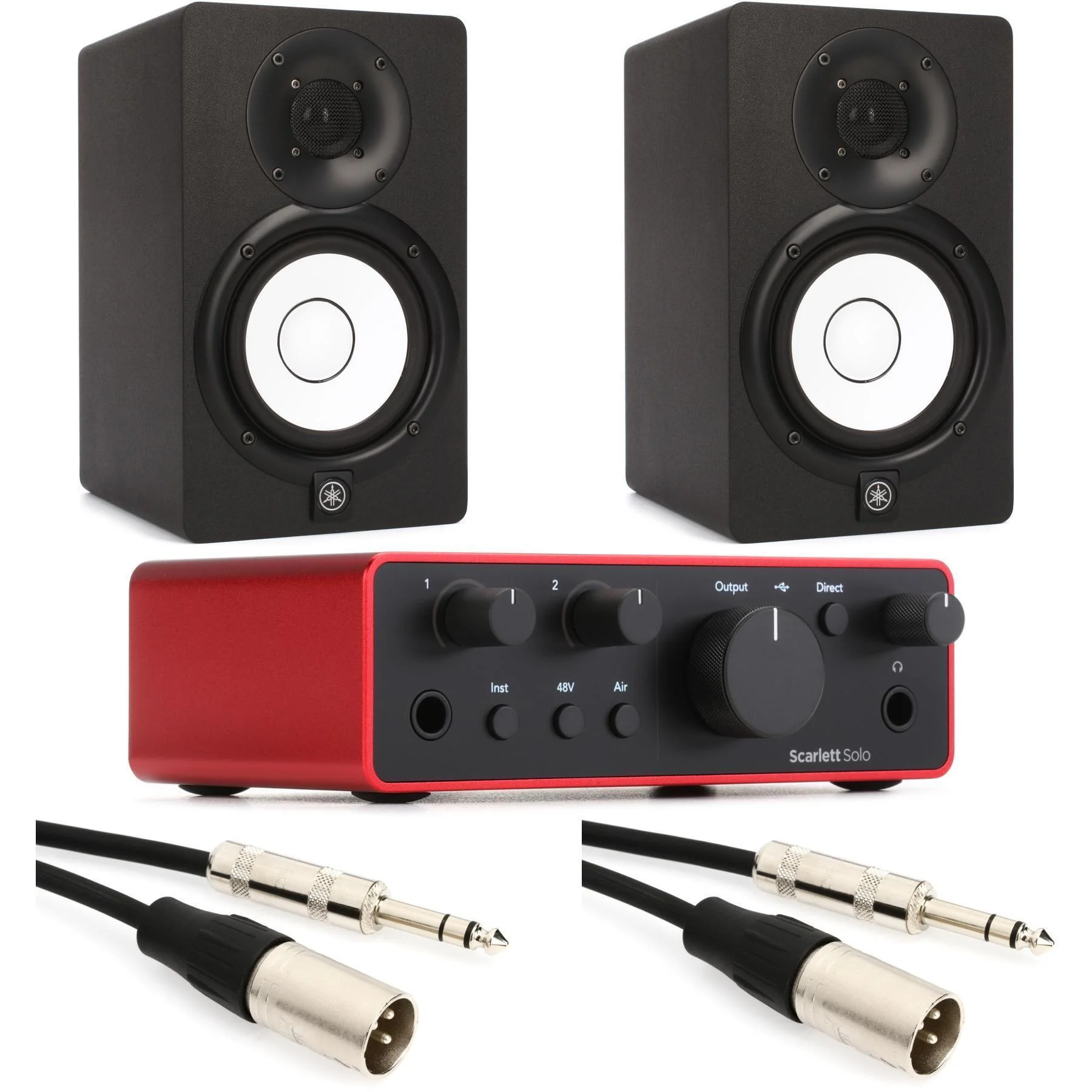 Focusrite Scarlett Solo 第四代 USB 音频接口和 Yamaha HS5 5 英寸有源监听音箱套装