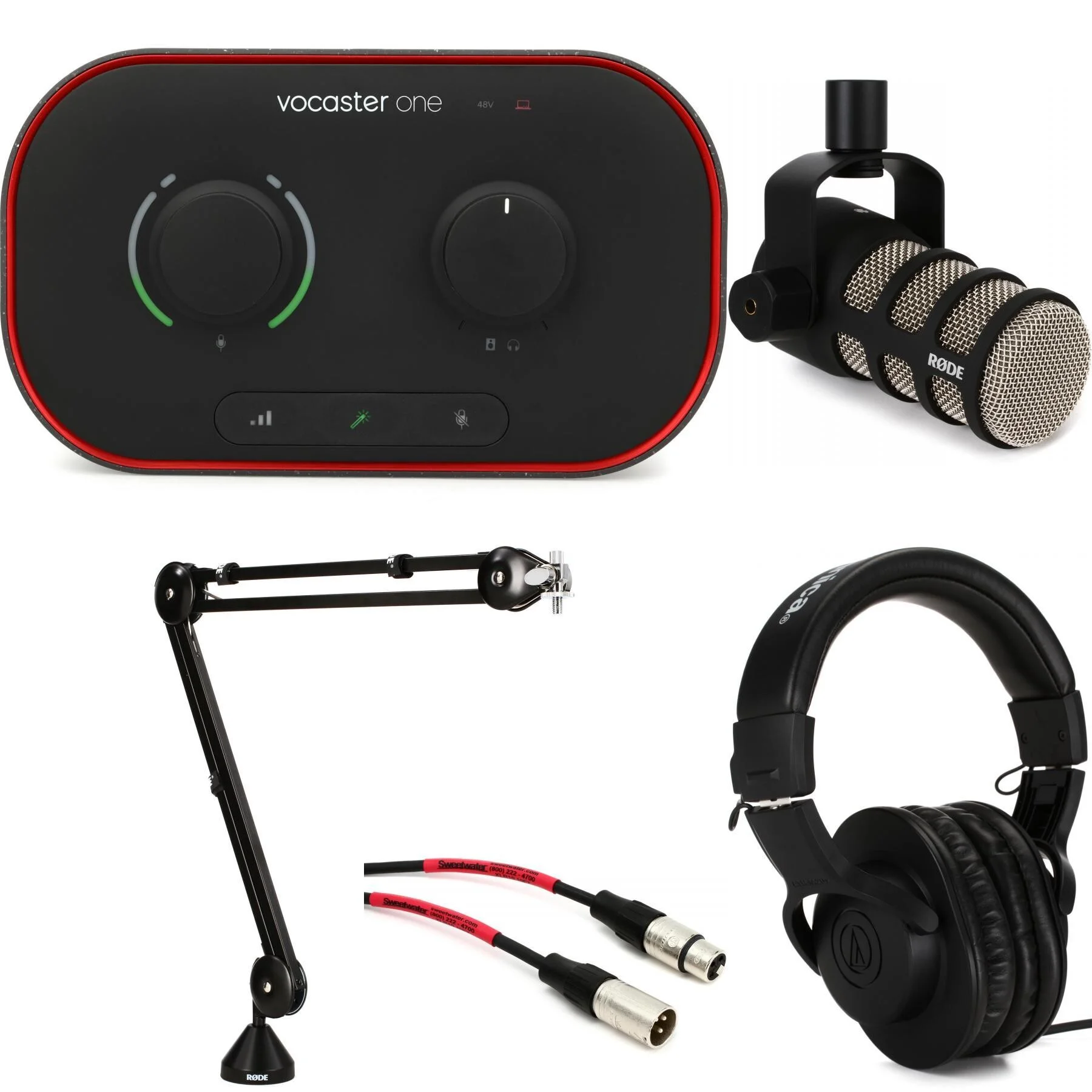 Focusrite Vocaster 1 和 PodMic Solo 播客套装