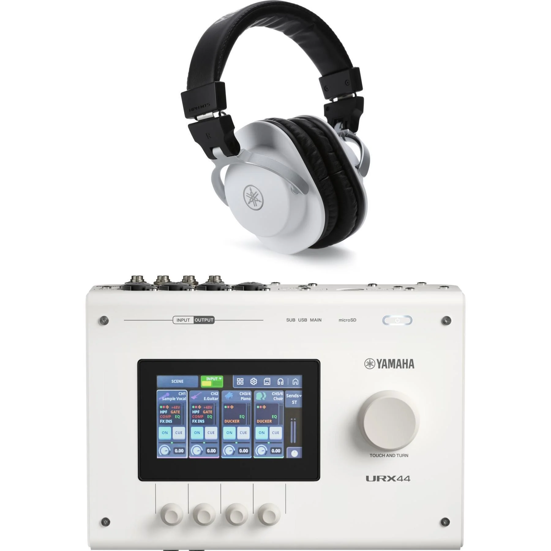 Yamaha URX44 USB-C 音频接口和耳机 - 白色