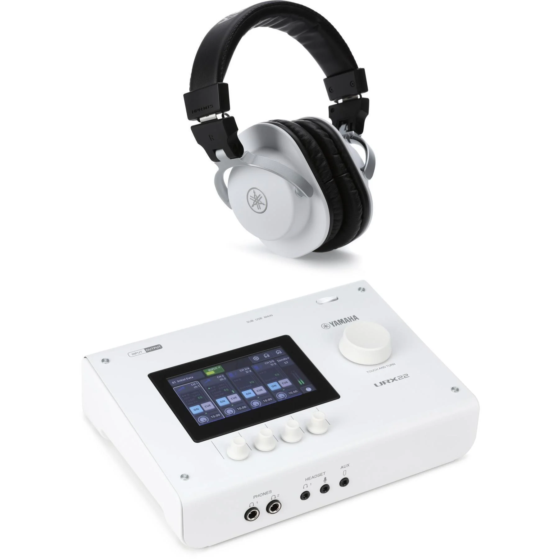 Yamaha URX22 USB-C 音频接口和耳机 - 白色