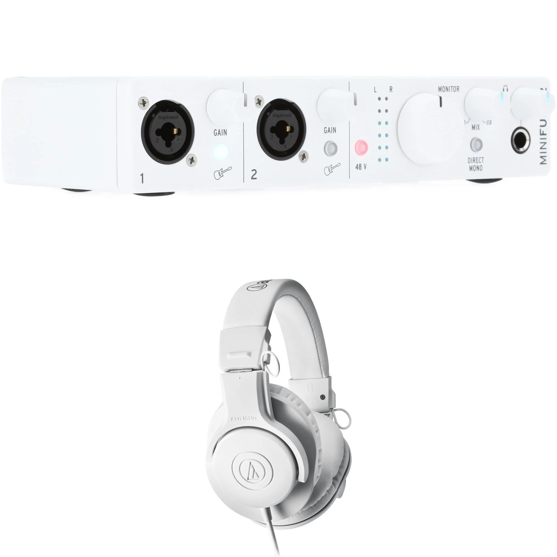 Arturia MiniFuse 2 USB-C 音频接口和耳机 - 白色