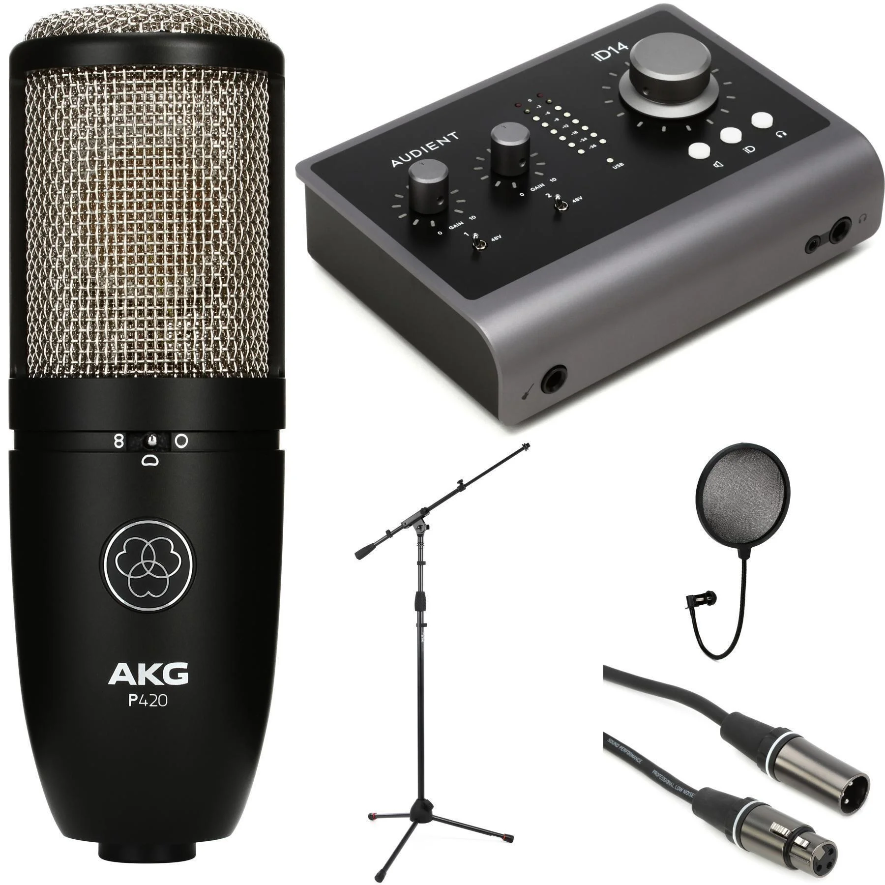 Audient ID14mk2 音频接口，附 AKG Perception 420