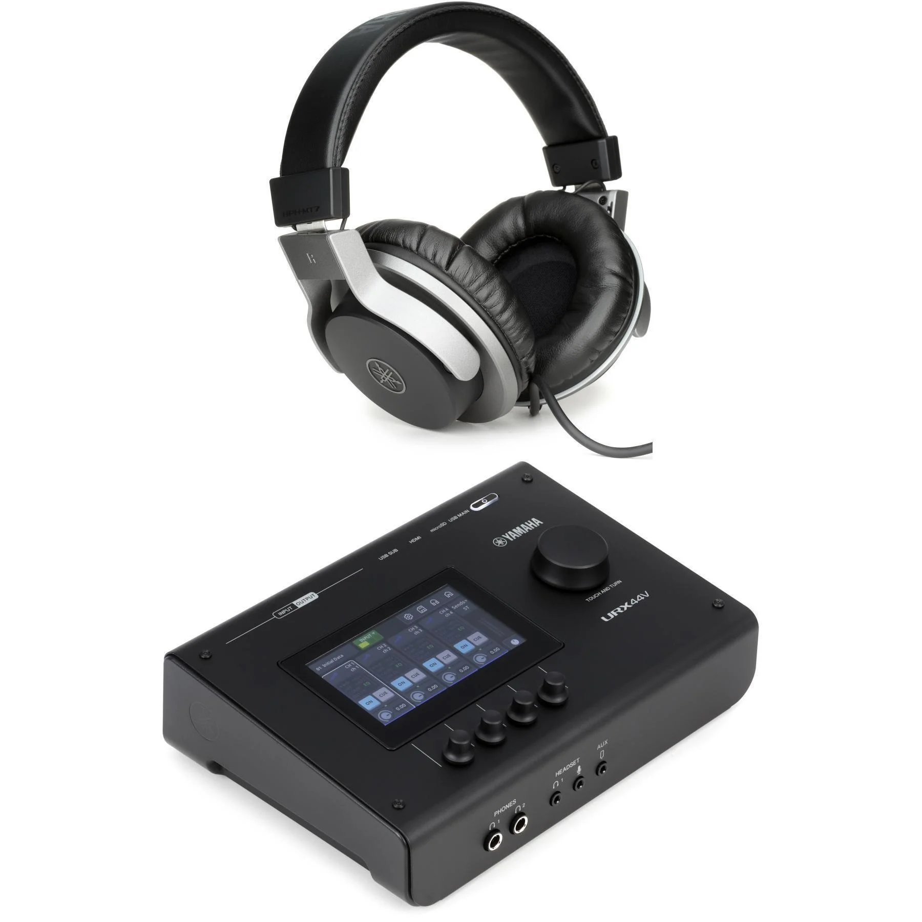 Yamaha URX44V USB-C 音视频接口和耳机 - 黑色
