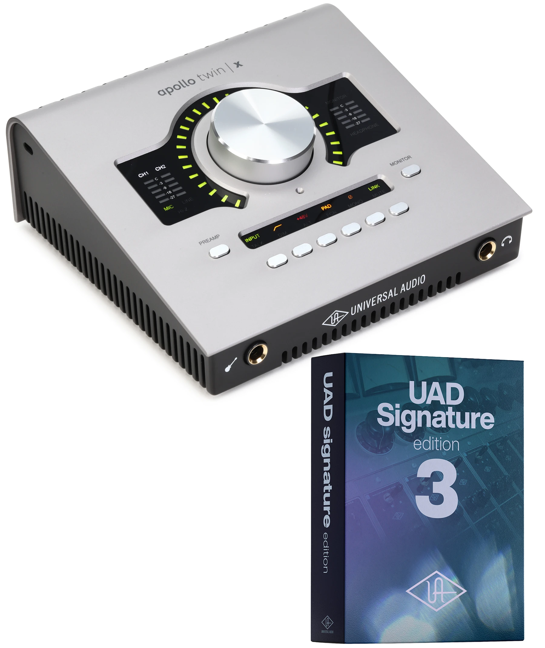Universal Audio Apollo Twin X QUAD 第二代 Essentials+ 10 x 6 雷电音频接口，附 UAD Signature Edition V3 原生插件套装
