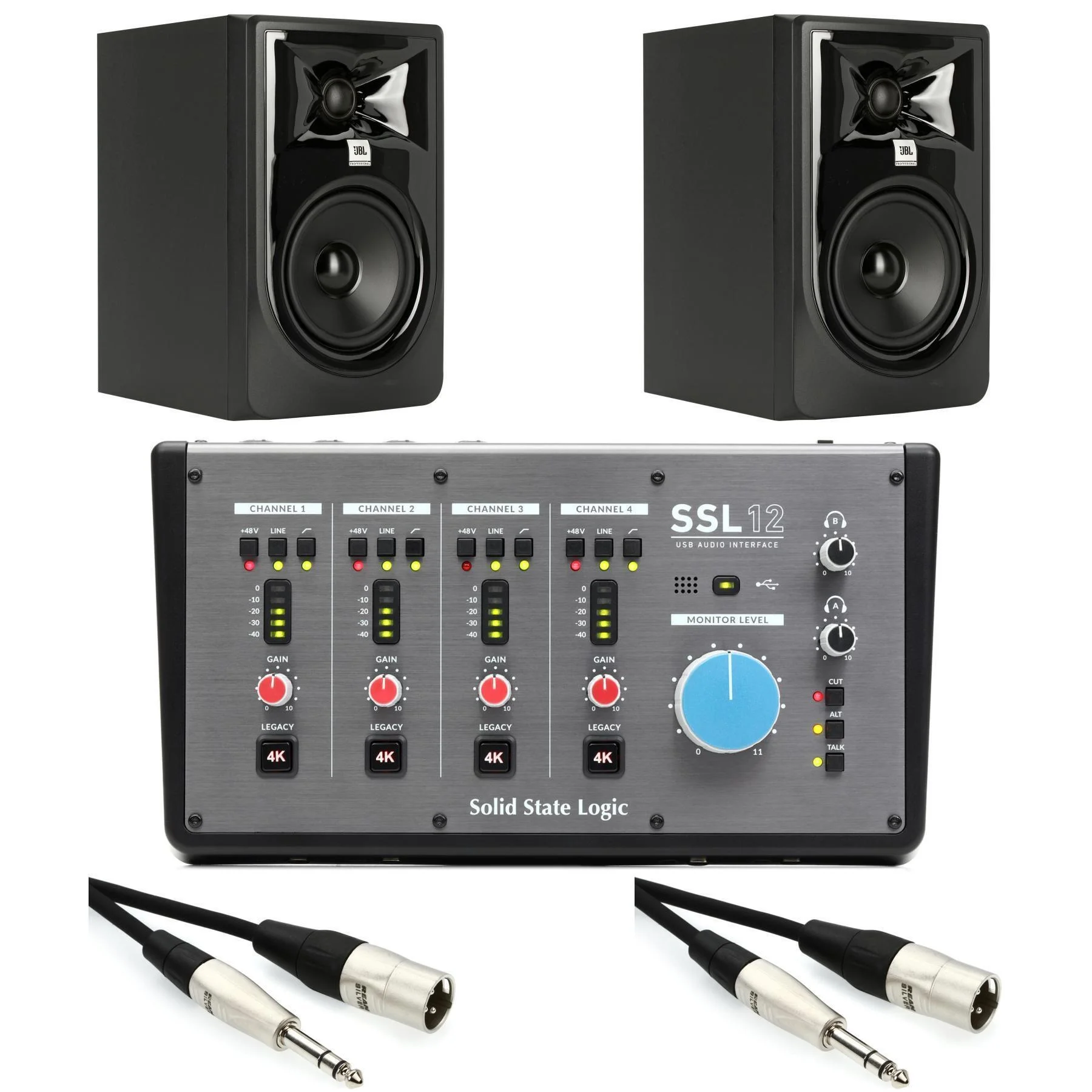Solid State Logic SSL 12 USB 音频接口与 JBL 305P MkII 监听音箱套装
