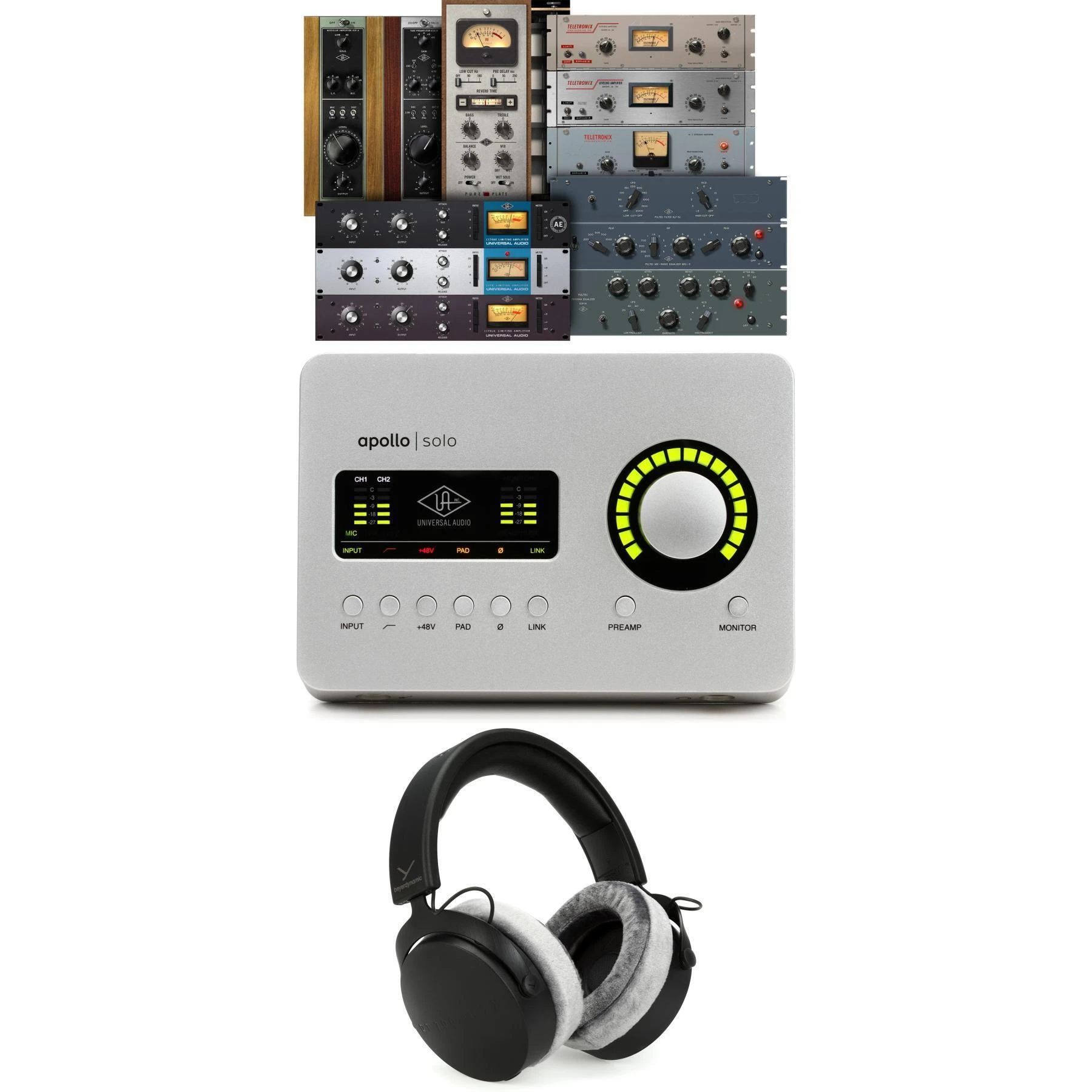 Universal Audio Apollo Solo Heritage Edition USB-C 音频接口和耳机
