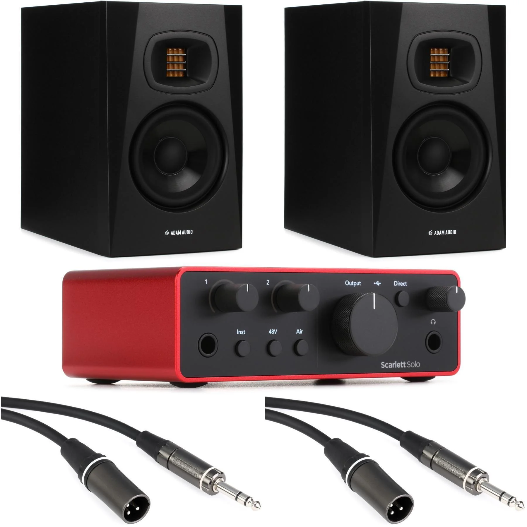 Focusrite Scarlett Solo 4代 USB 音频接口与 ADAM Audio T5V 5英寸有源录音室监听音箱套装