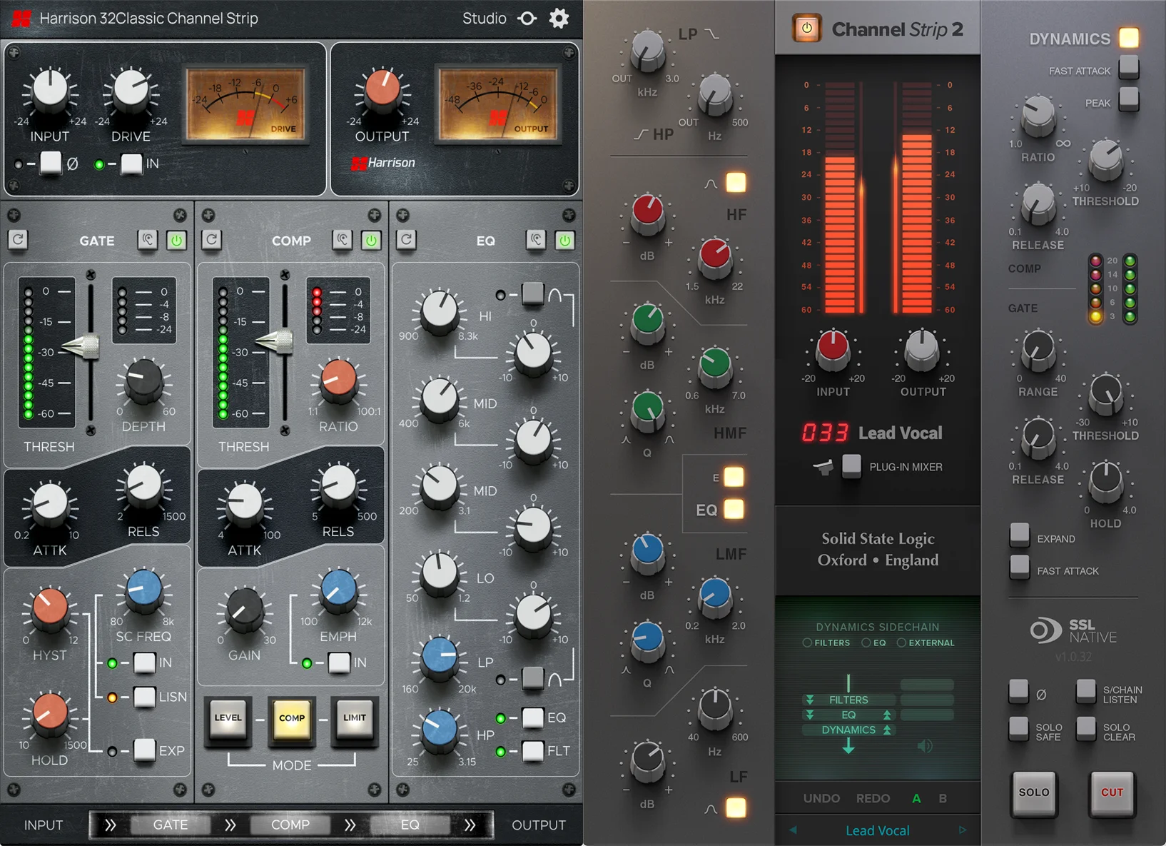 Solid State Logic Channel Strip 2 与 Harrison 32Classic Channel Strip 插件套装