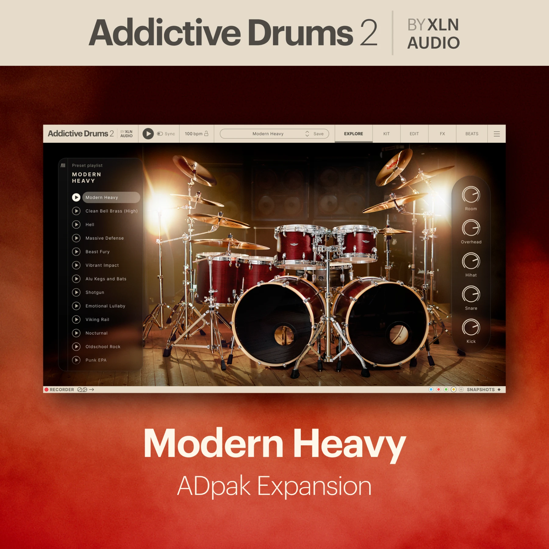 XLN Audio Modern Heavy ADpak 扩展包，适用于 Addictive Drums 2.5