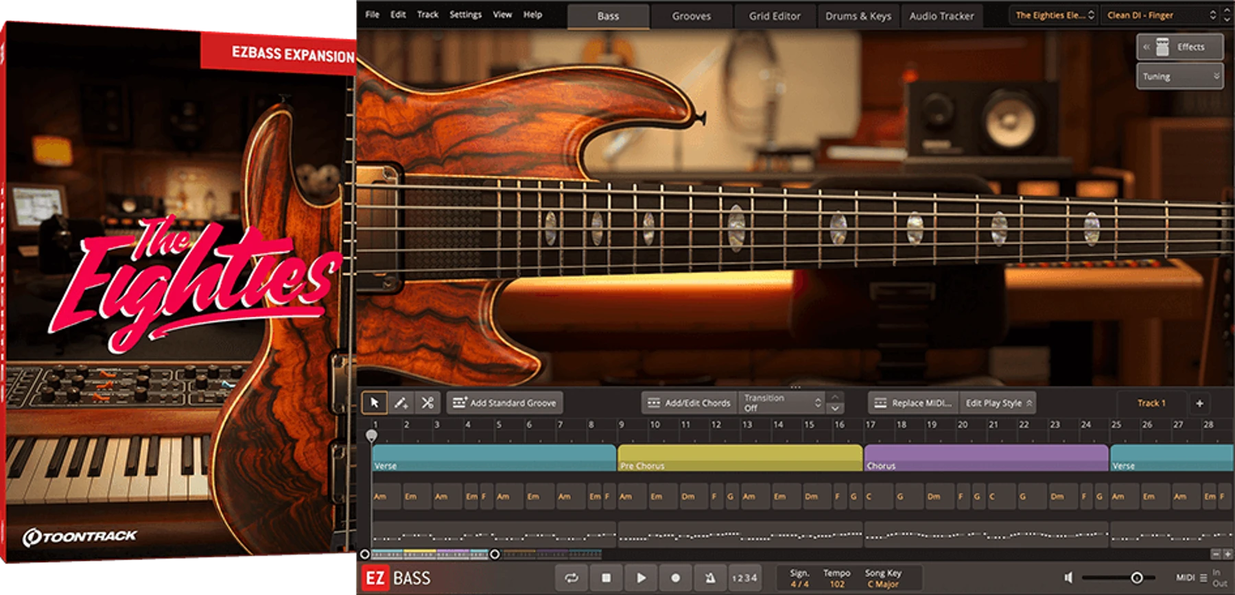 Toontrack The Eighties EBX 音色扩展包，适用于 EZbass