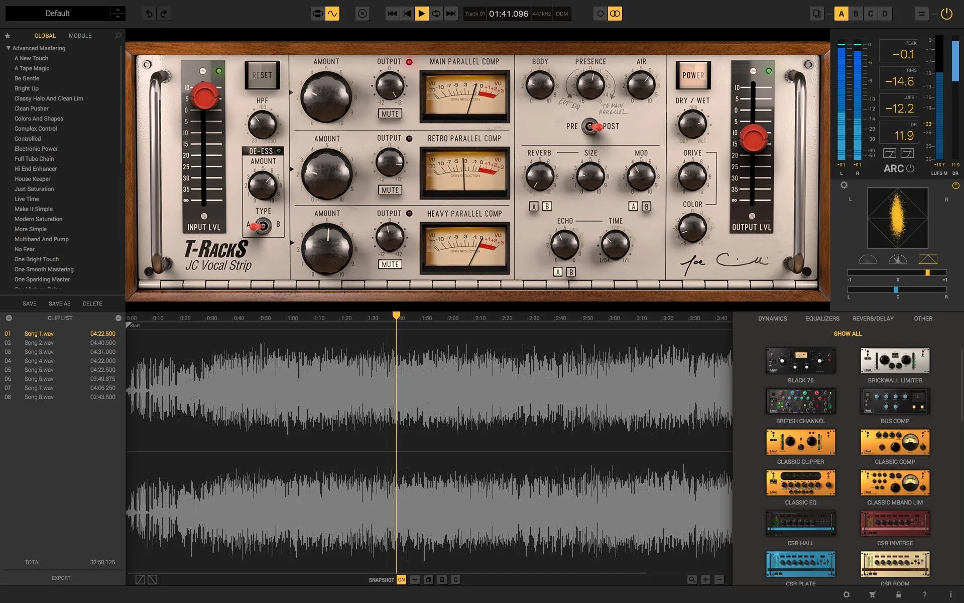 IK Multimedia T-RackS Joe Chiccarelli 人声通道条，含压缩、均衡与效果器