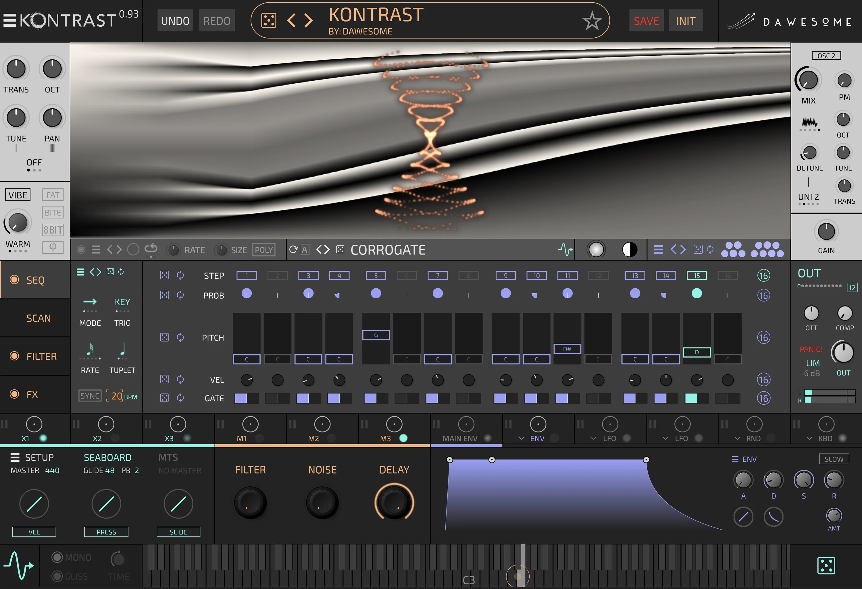 Tracktion Kontrast 波表合成器虚拟乐器