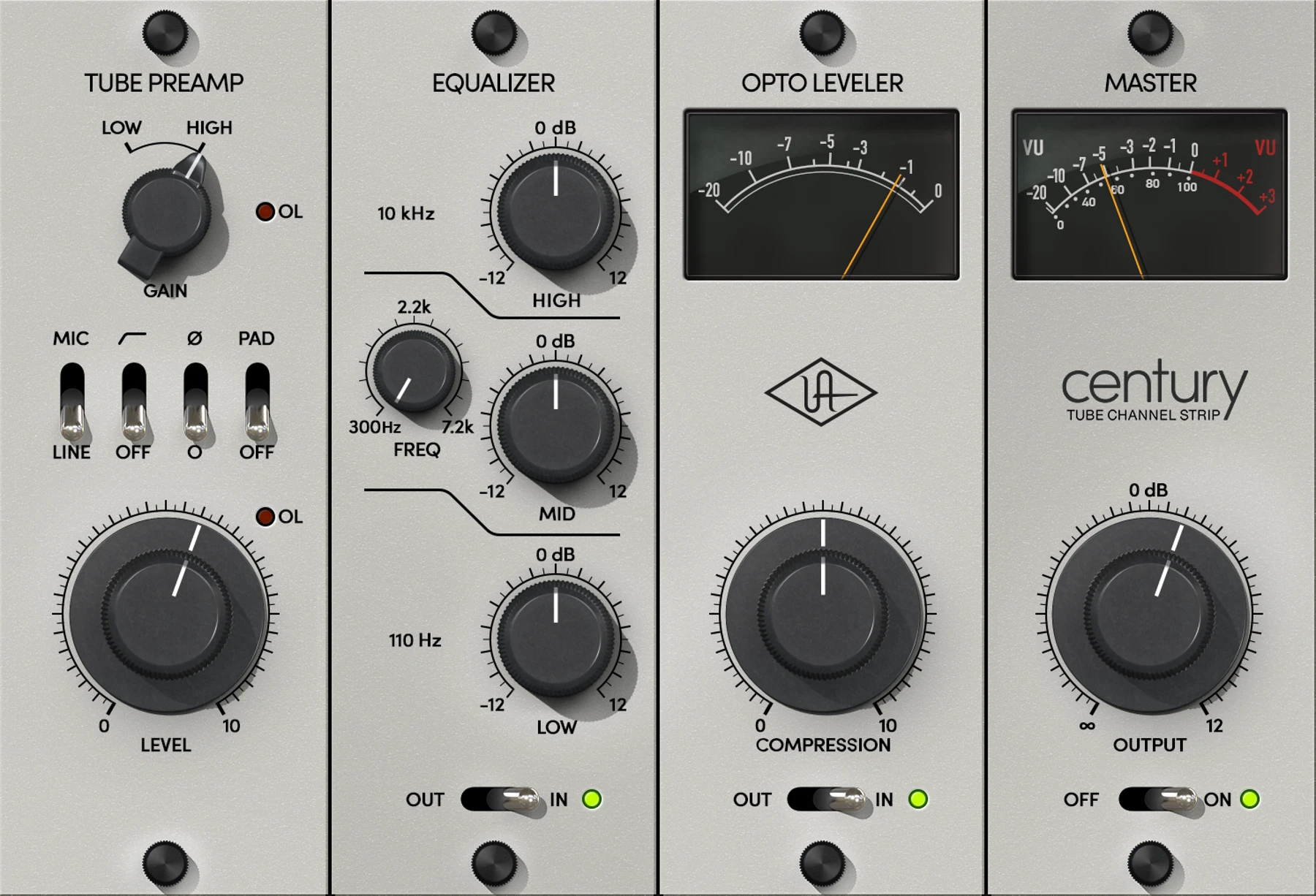 Universal Audio Century Tube 通道条 UAD 插件