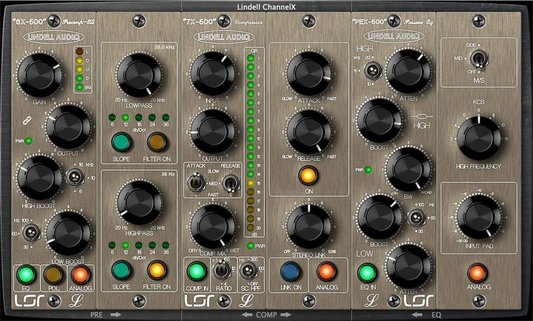 Lindell Audio ChannelX 压缩器、均衡器和前级套装插件