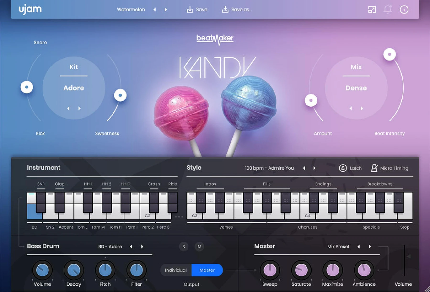 UJAM Beatmaker Kandy 电子流行虚拟鼓机