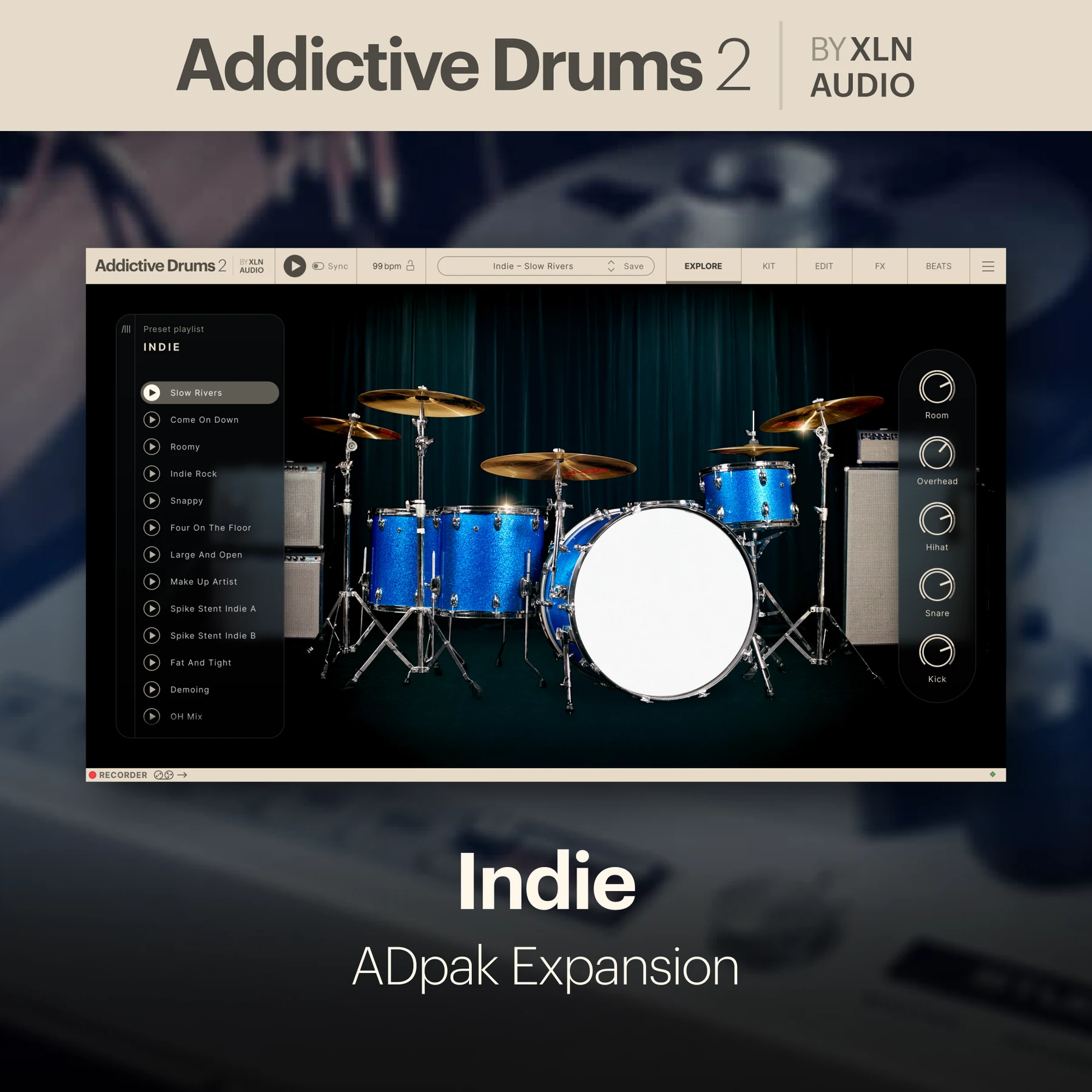 XLN Audio Indie ADpak 适用于 Addictive Drums 2.5 的扩展包