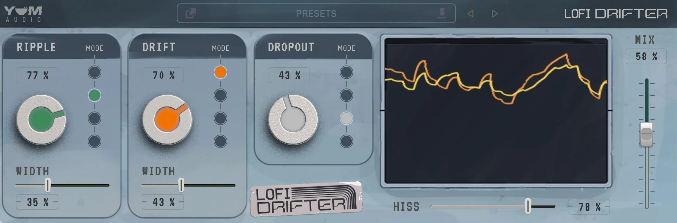 Yum Audio LoFi Drifter 模拟音量调制器插件