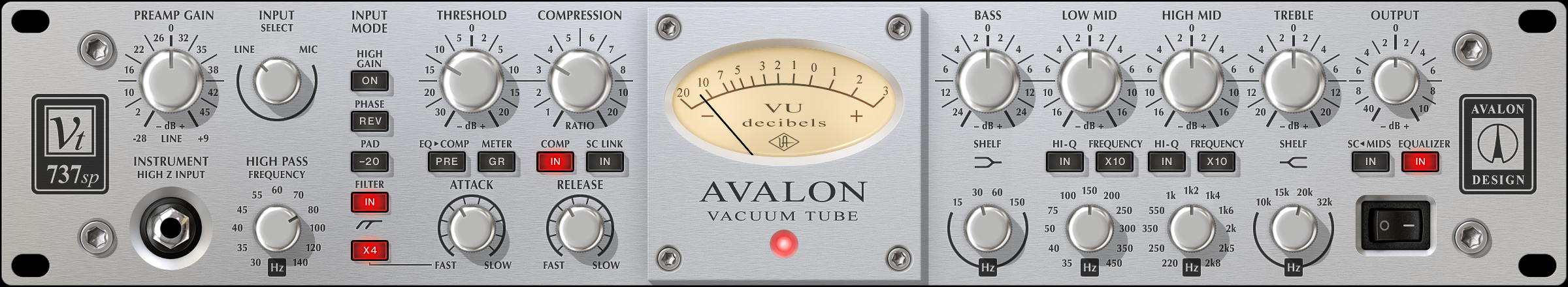Universal Audio UAD Avalon VT-737 电子管通道条插件