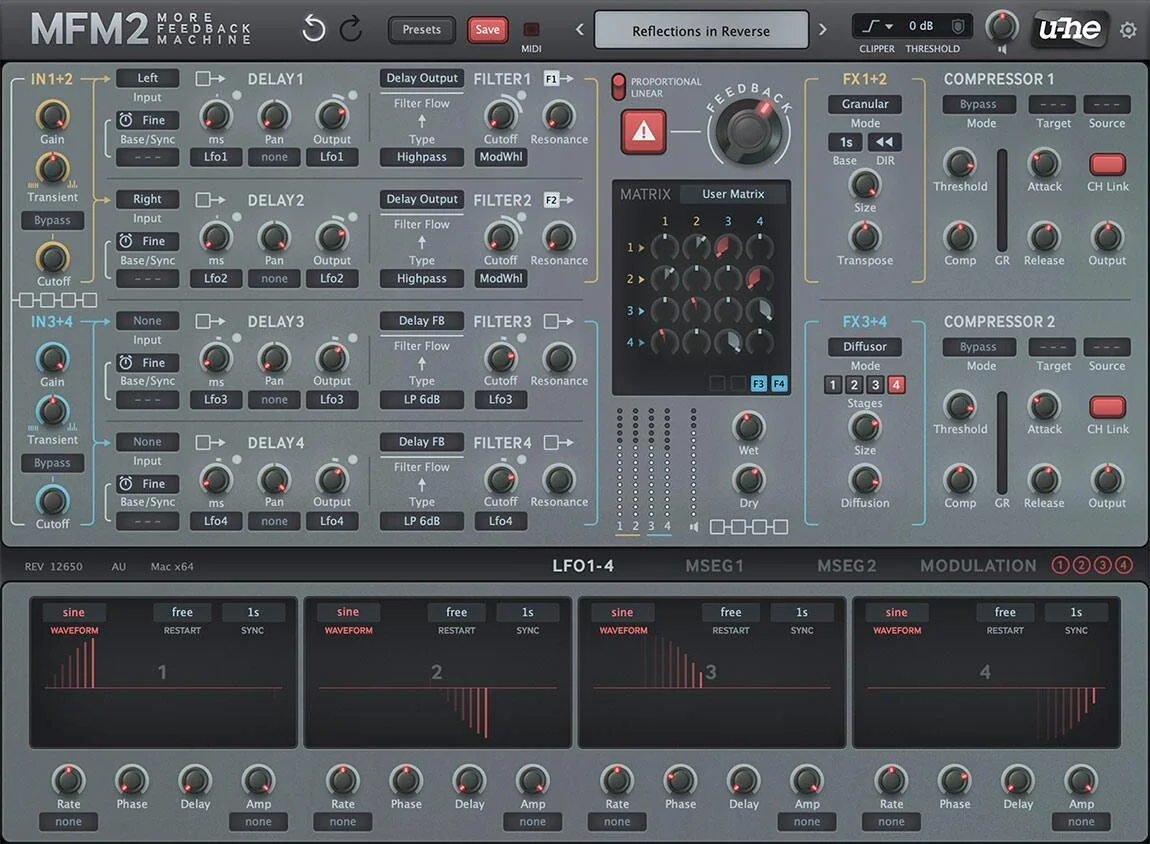 u-he MFM2：More Feedback Machine 2.5 数字延迟插件