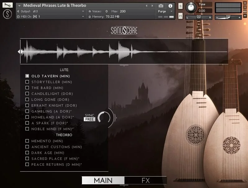 Sonuscore 中世纪乐句：鲁特琴与长颈鲁特琴 Kontakt 乐器