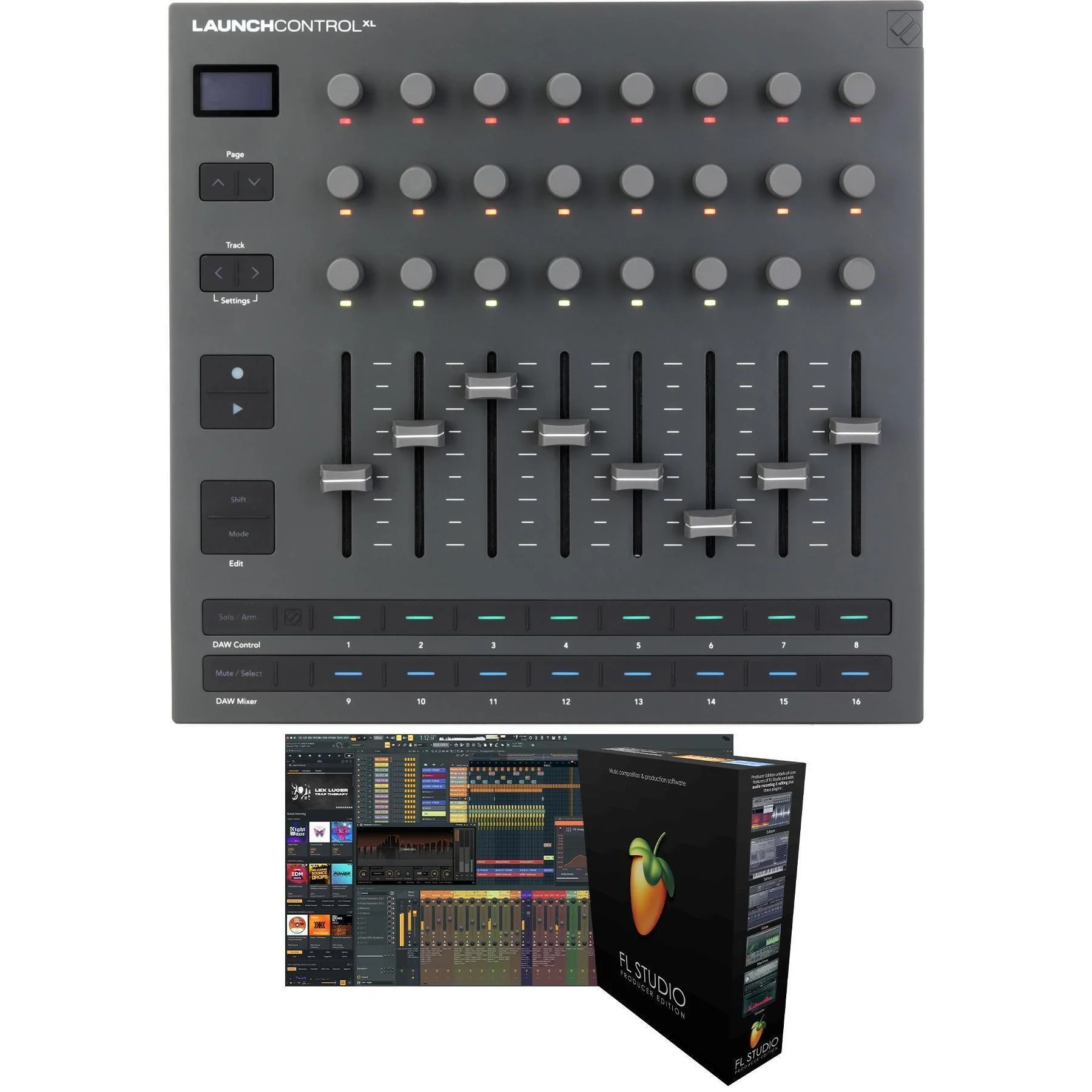 Novation Launch Control XL 3 MIDI 控制台，附 FL Studio Producer Edition