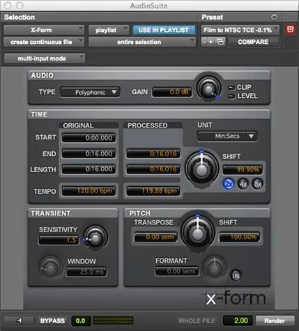 Avid X-Form 时间压缩/扩展插件