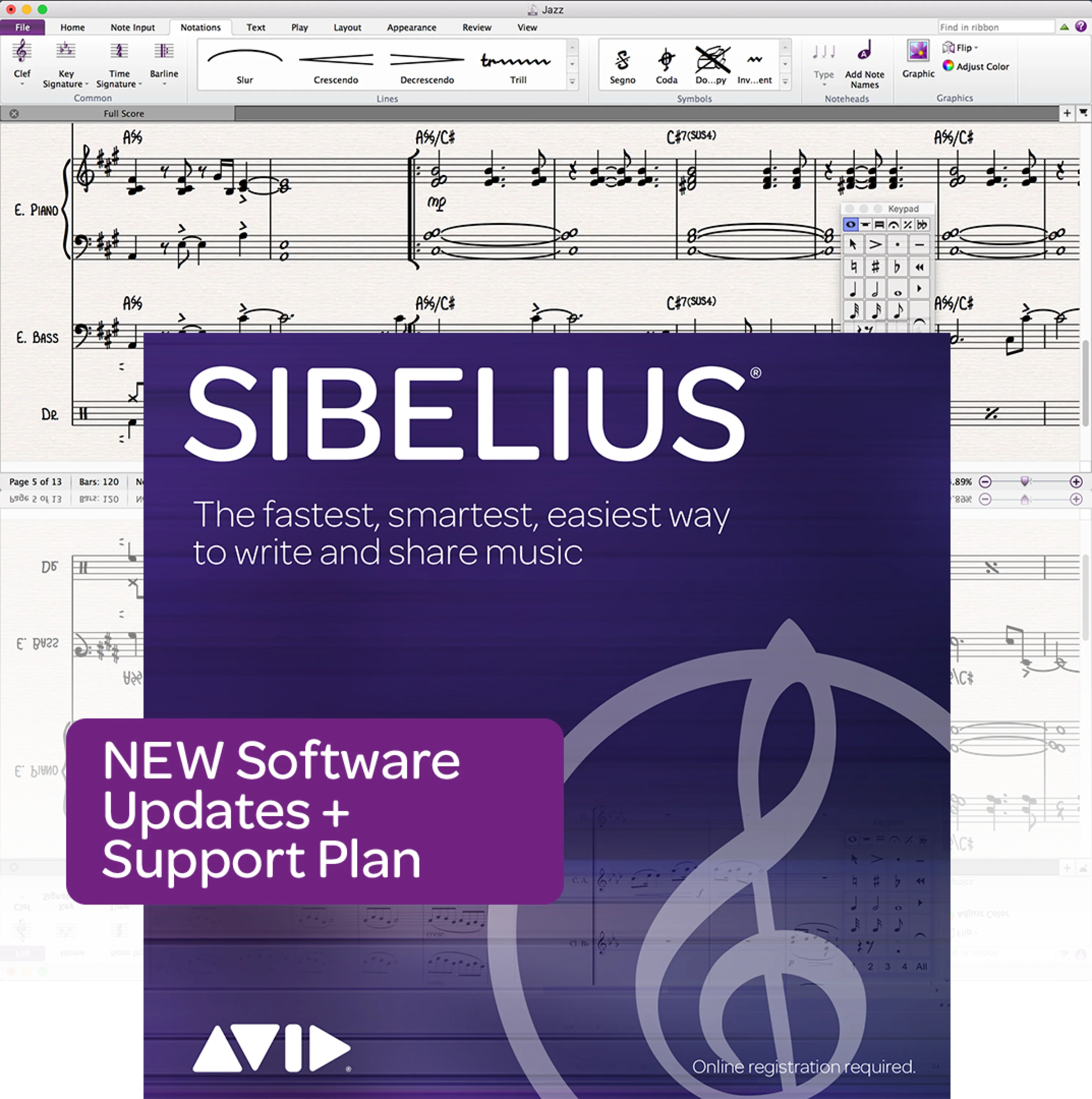 Avid Sibelius Artist 永久许可证升级版，含 1 年软件更新与支持计划