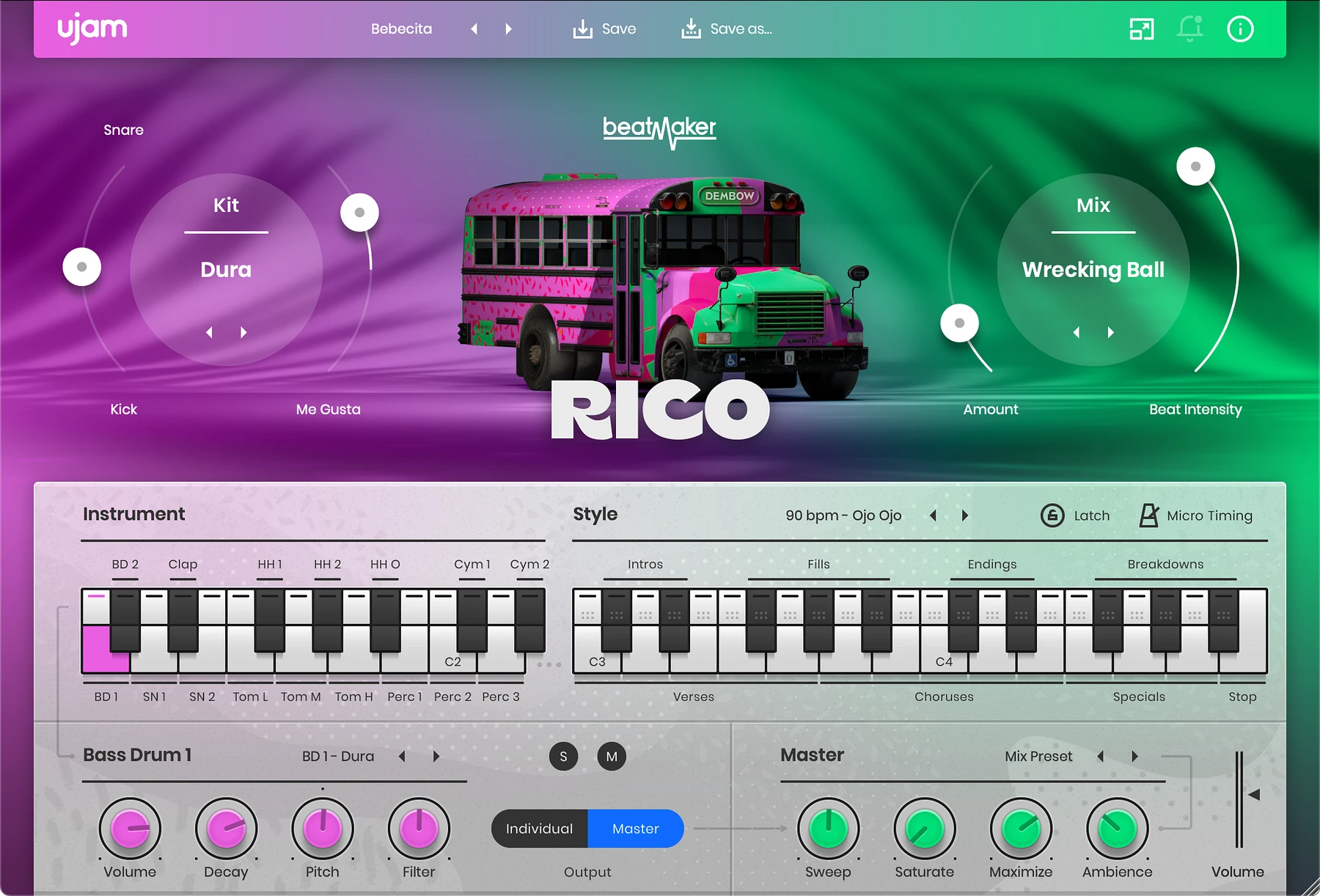 UJAM Beatmaker Rico 雷鬼/舞厅虚拟鼓机
