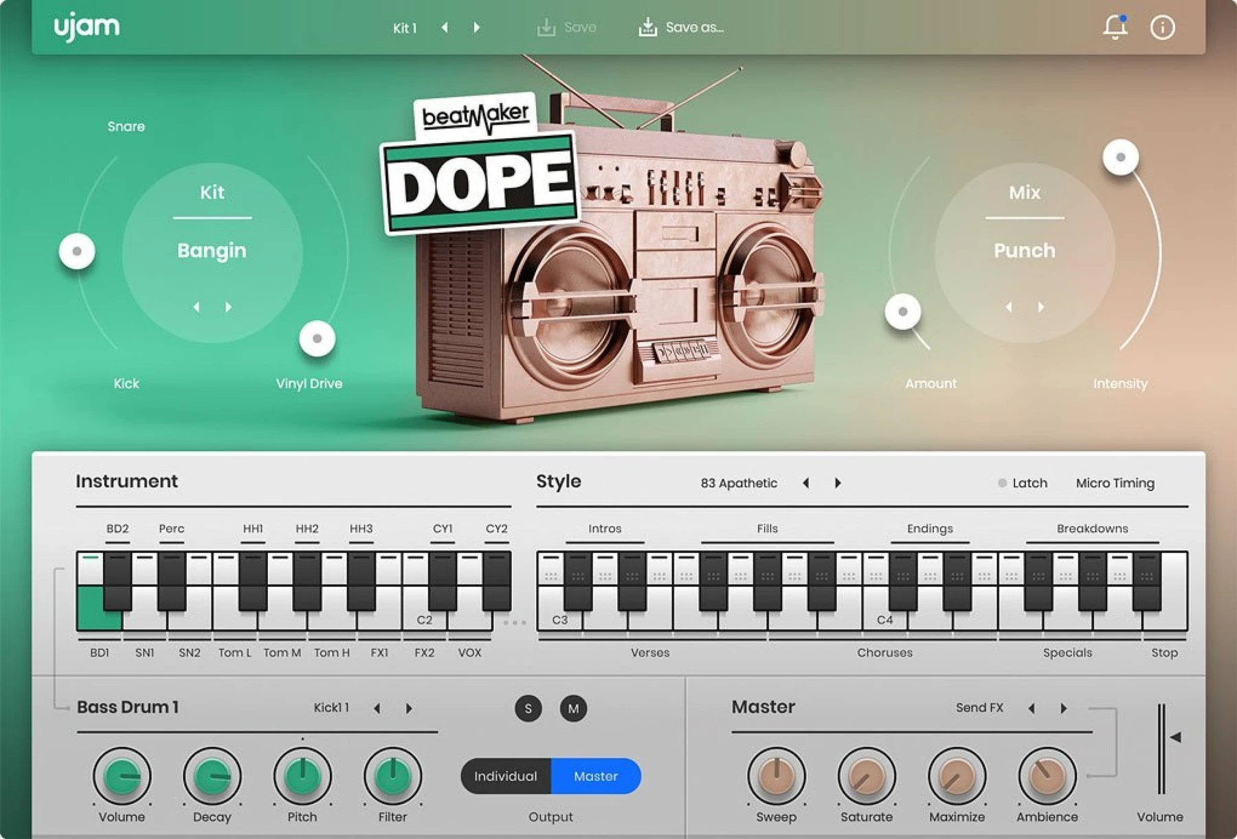 UJAM Beatmaker Dope 2 Boom Bap 虚拟鼓机
