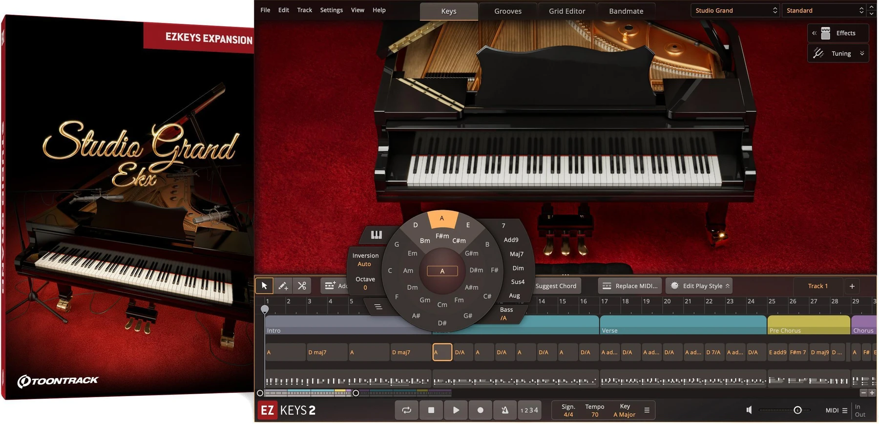 Toontrack Studio Grand EKX 音色扩展包（适用于 EZkeys）
