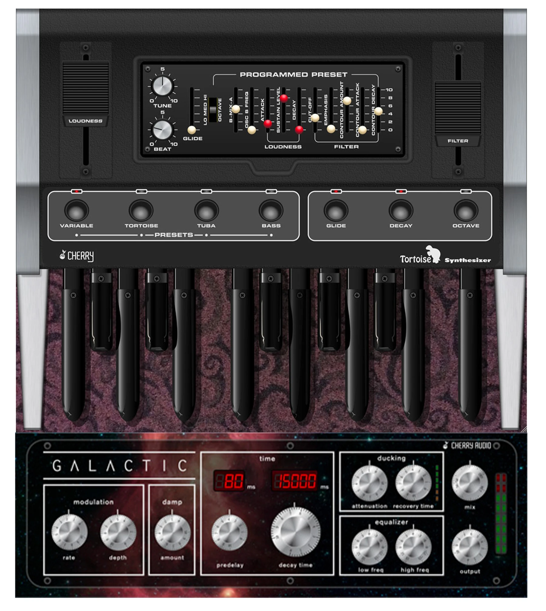 Cherry Audio Lowdown Bass 合成器软件乐器和 Galactic Reverb 插件
