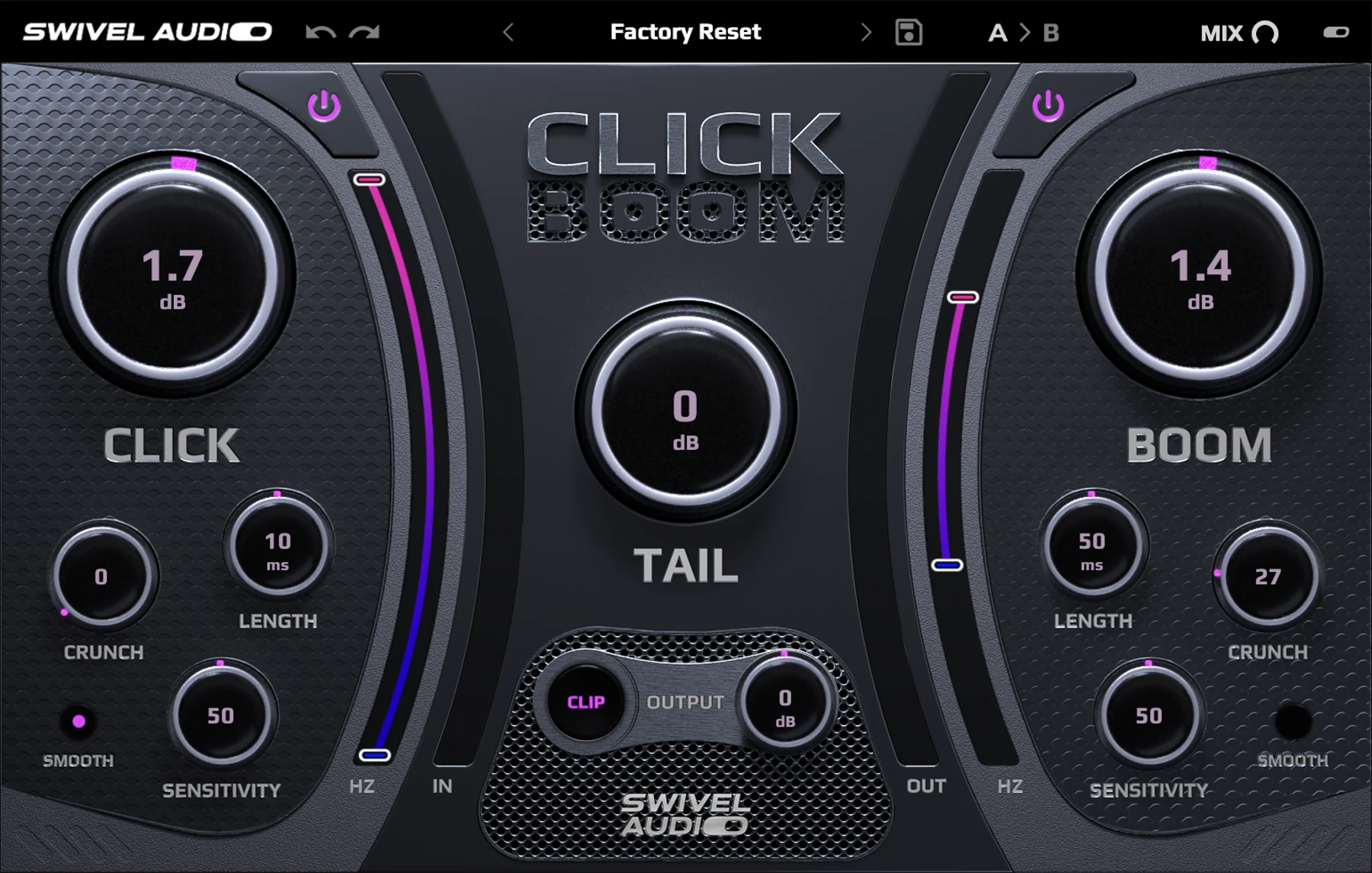 Swivel Audio Click Boom 瞬态设计器与饱和插件