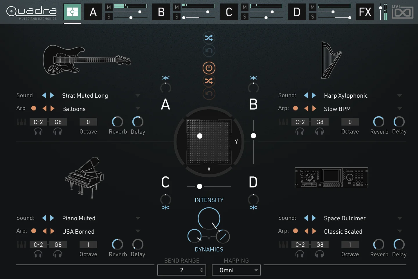 UVI Quadra Muted & Harmonics 多乐器与音序器软件