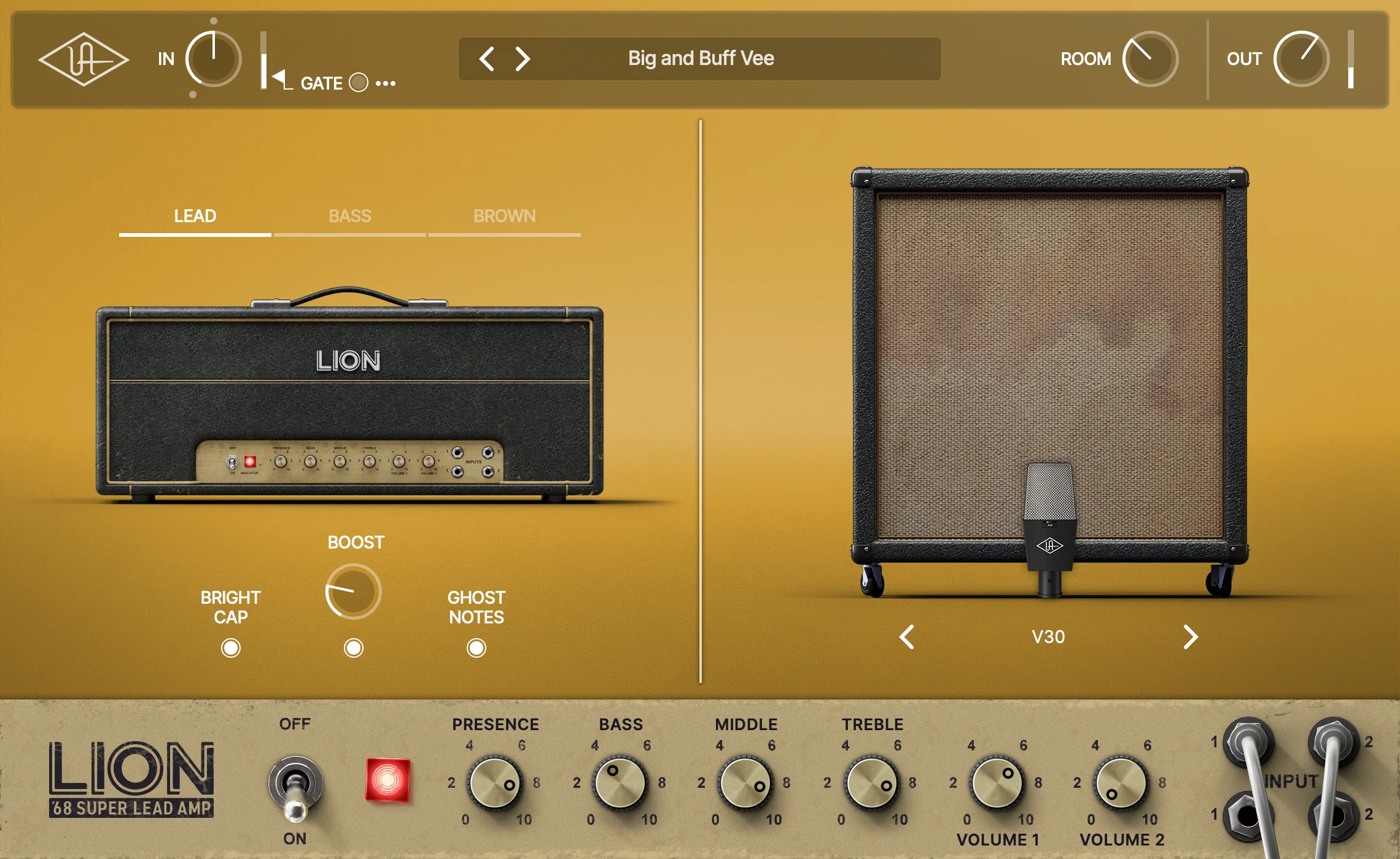 Universal Audio UAD Lion '68 Super Lead 放大器插件