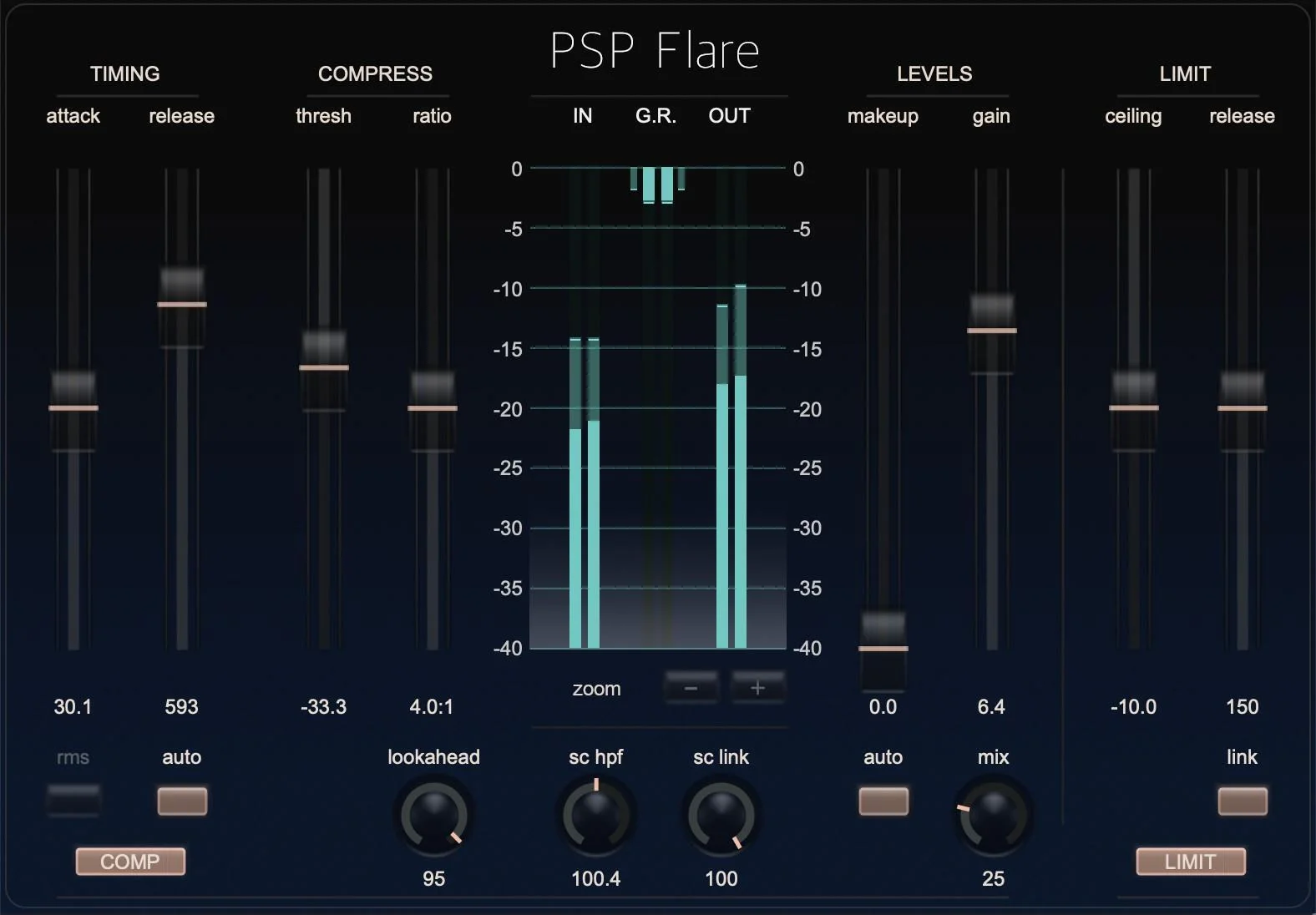 PSP Audioware Flare 压缩与动态处理插件