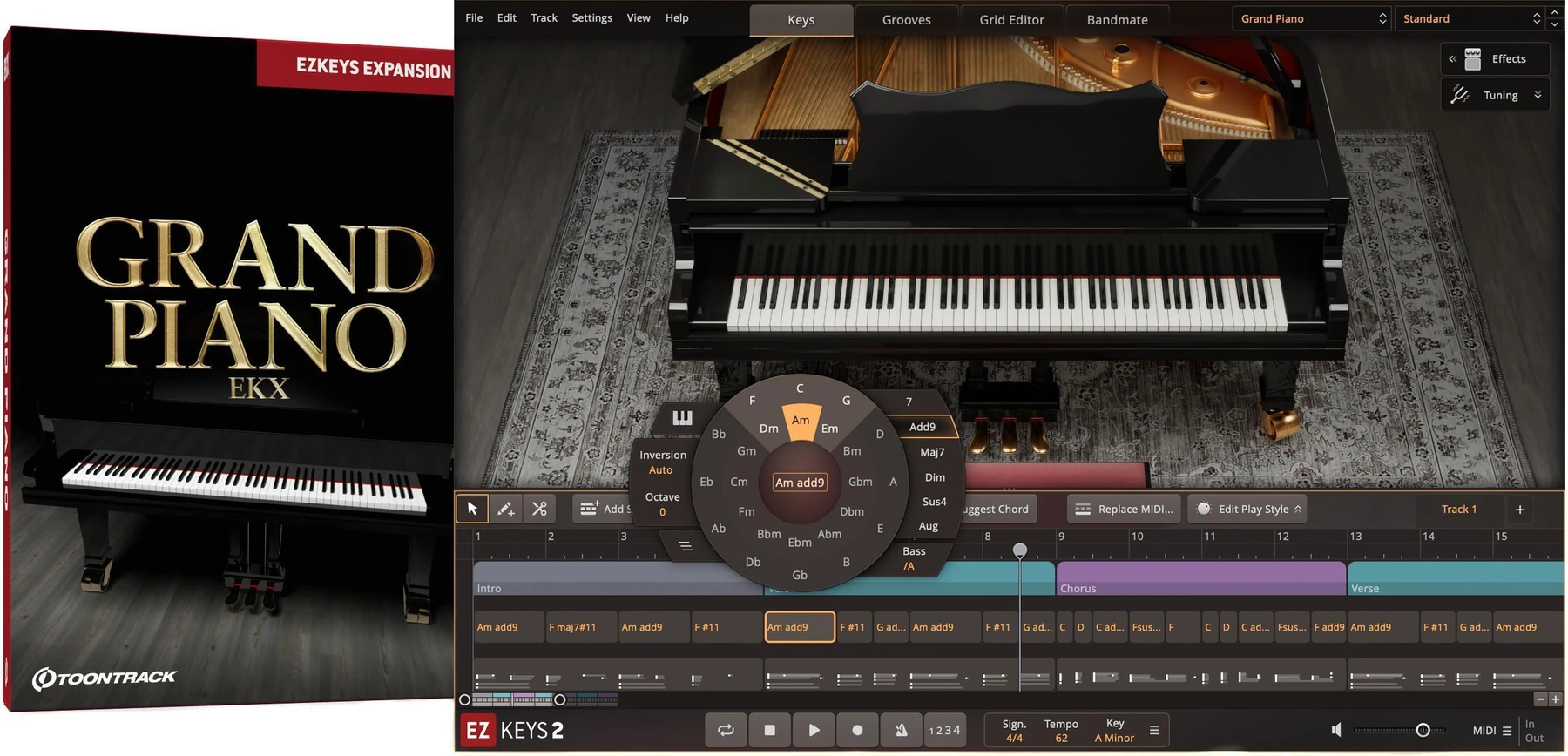 Toontrack Grand Piano EKX 声音扩展包（适用于 EZkeys）