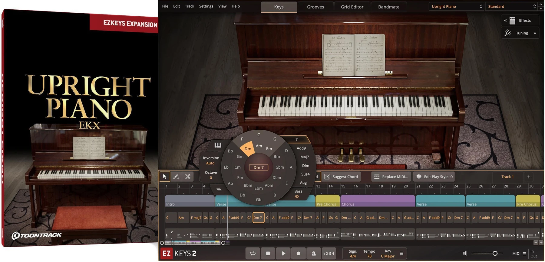 Toontrack Upright Piano EKX 声音扩展包（适用于 EZkeys）