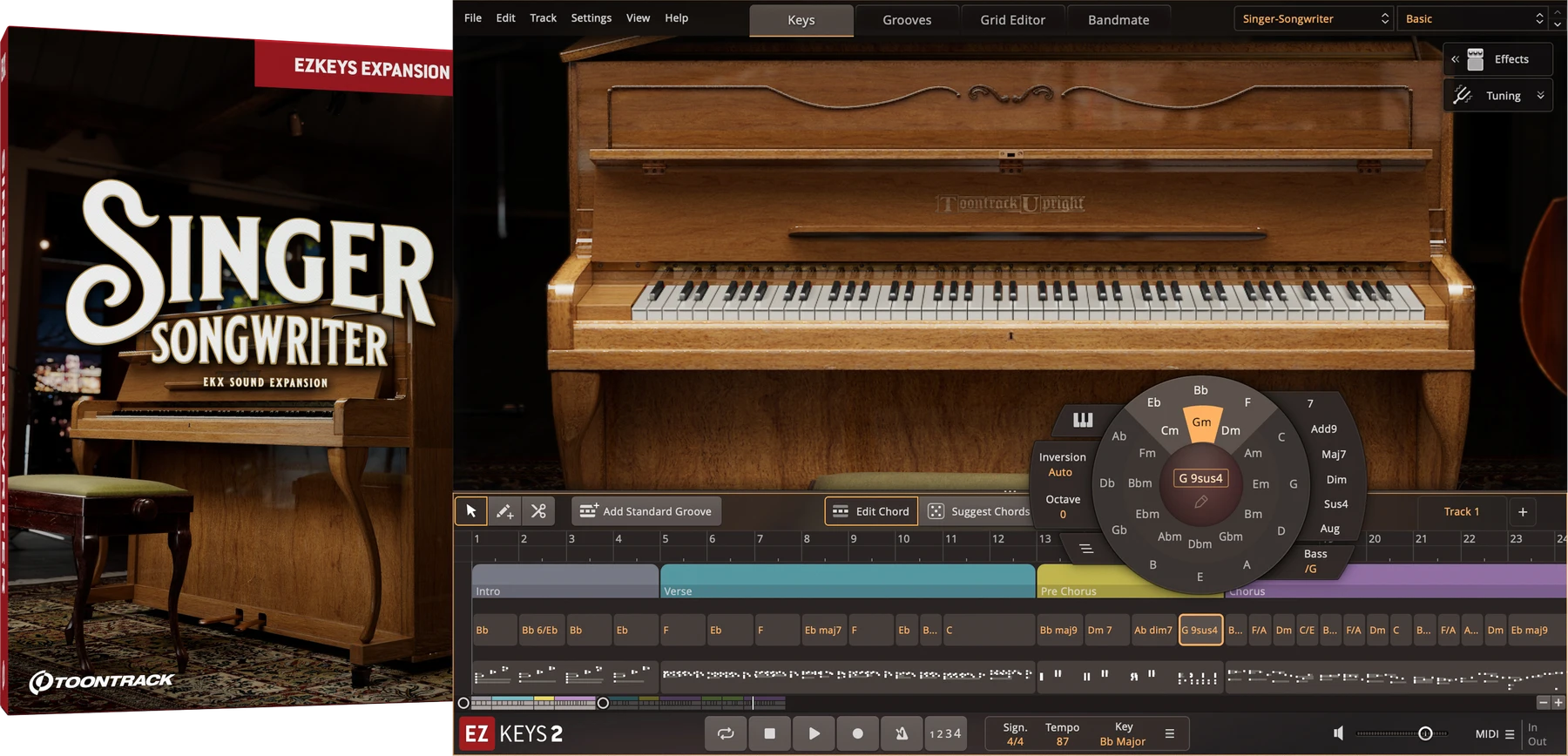 Toontrack 适用于 EZkeys 的 Singer Songwriter EKX 音色扩展