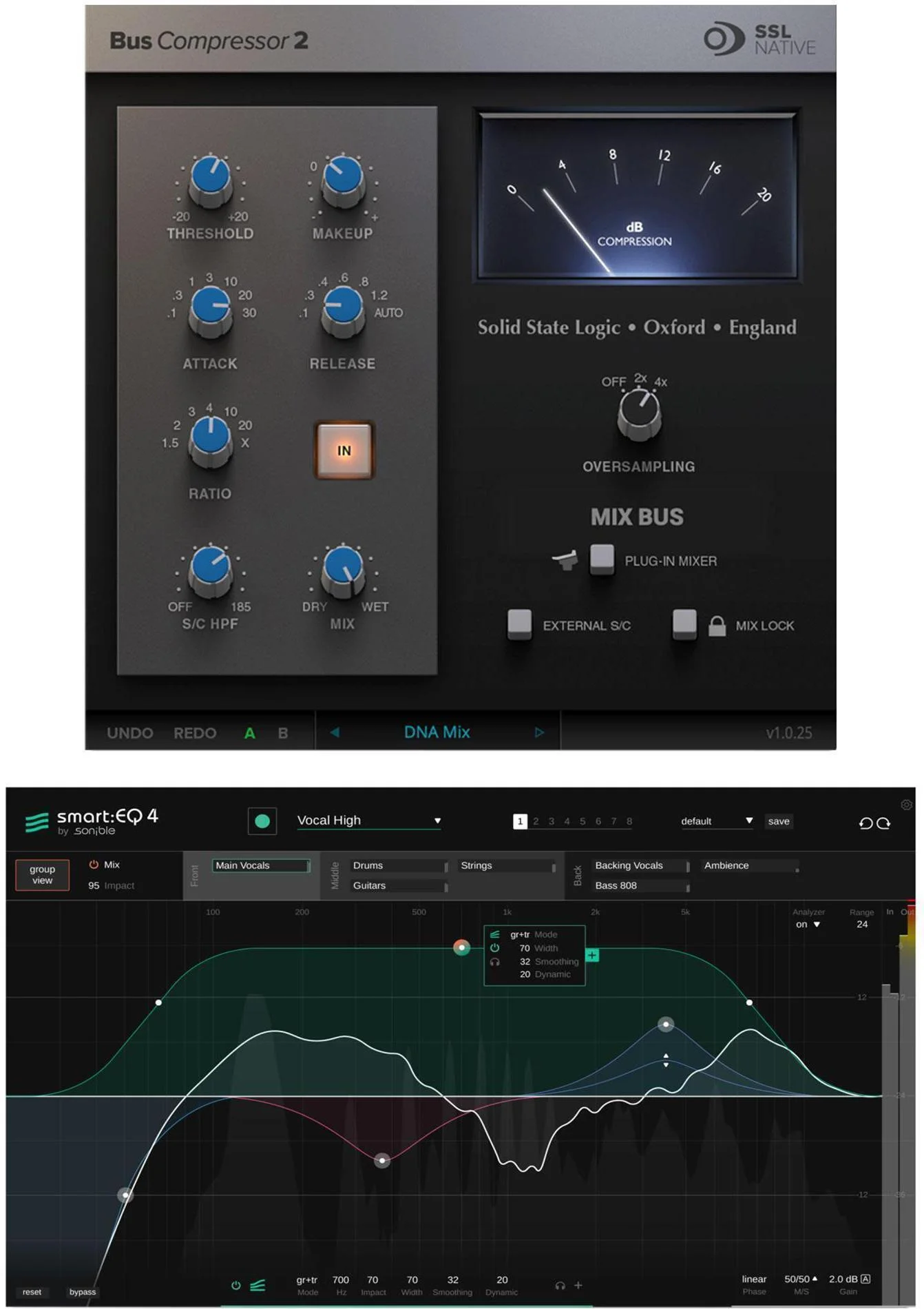Solid State Logic Bus Compressor 2 和 Sonible smart:EQ 插件套装
