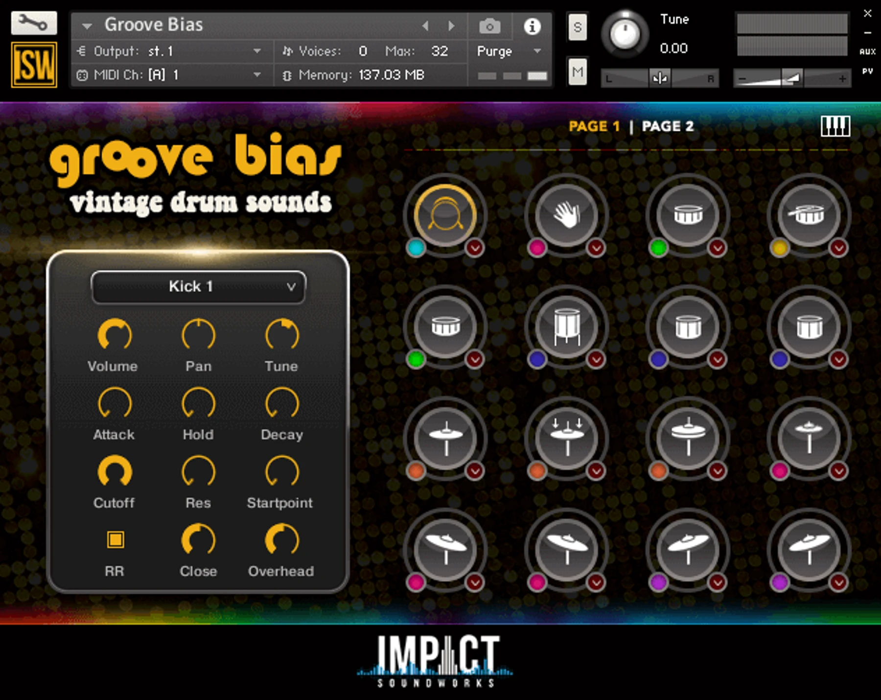 Impact Soundworks Groove Bias：Vintage Drum Sounds 复古鼓声音源（适用于 Kontakt）