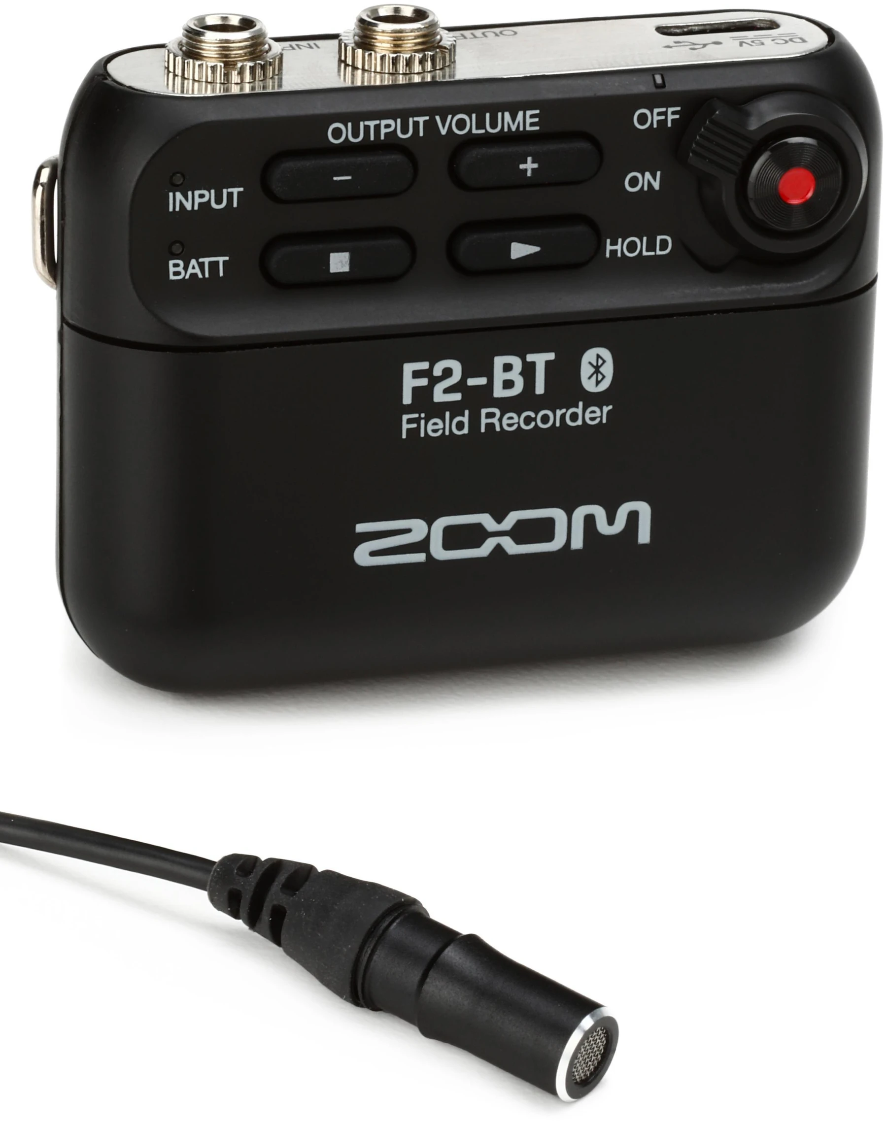 Zoom F2 现场录音机（含领夹式麦克风和蓝牙控制功能）